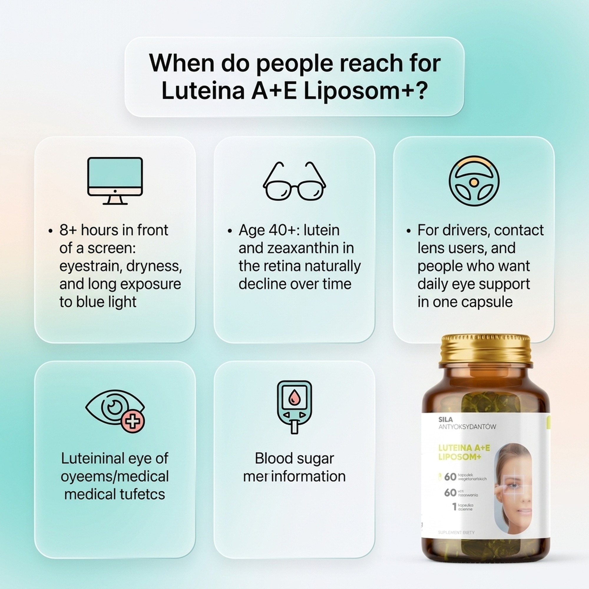 Luteina A + E Liposom+ - Lutein + Zeaxanthin + Vitamin E for Eye Support
