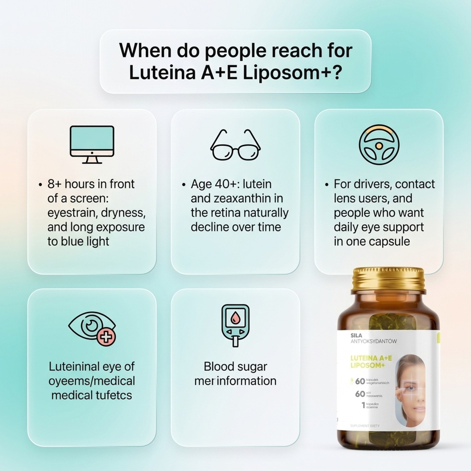 Luteina A + E Liposom+ - Lutein + Zeaxanthin + Vitamin E for Eye Support