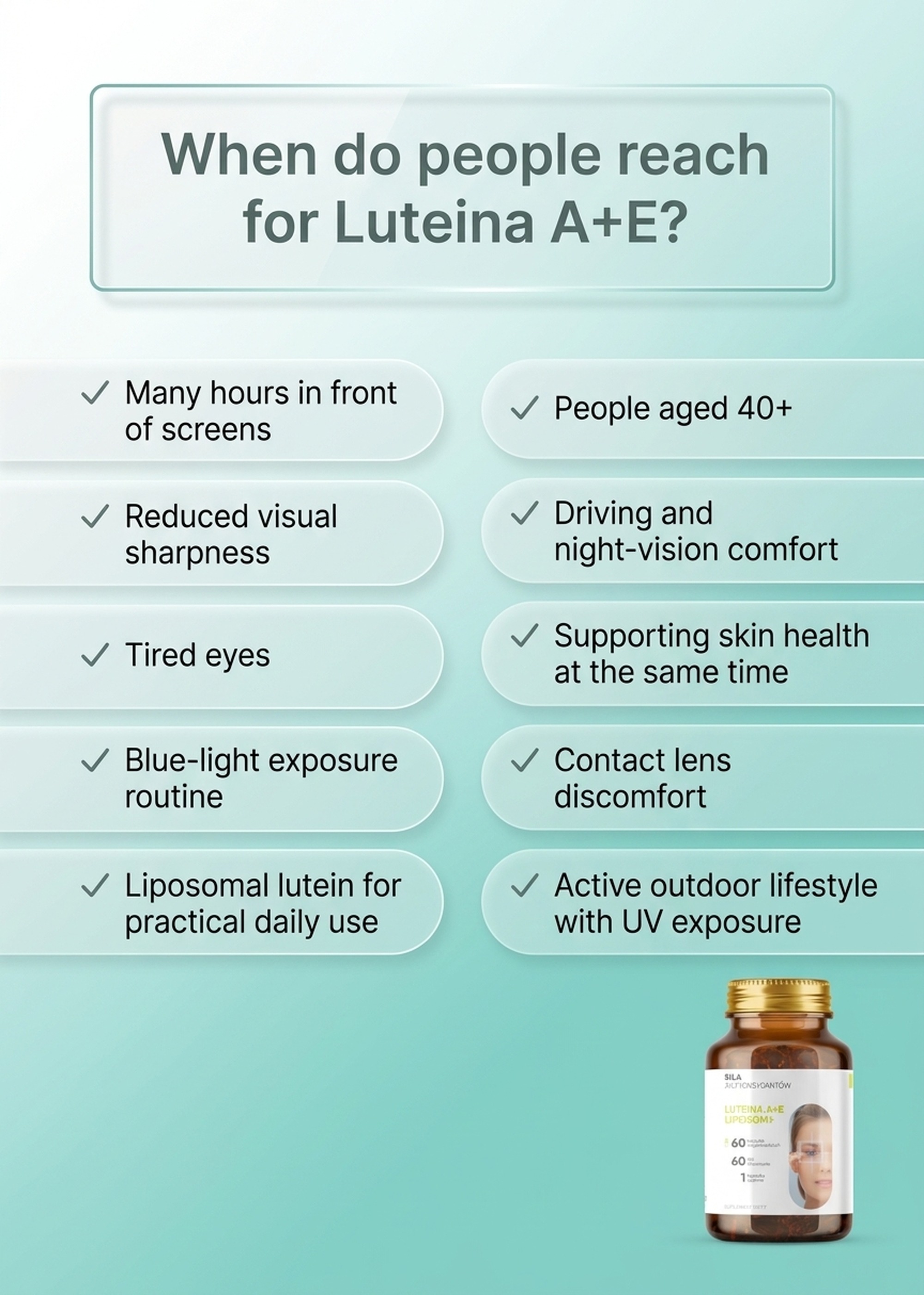 Luteina A + E Liposom+ - Lutein + Zeaxanthin + Vitamin E for Eye Support
