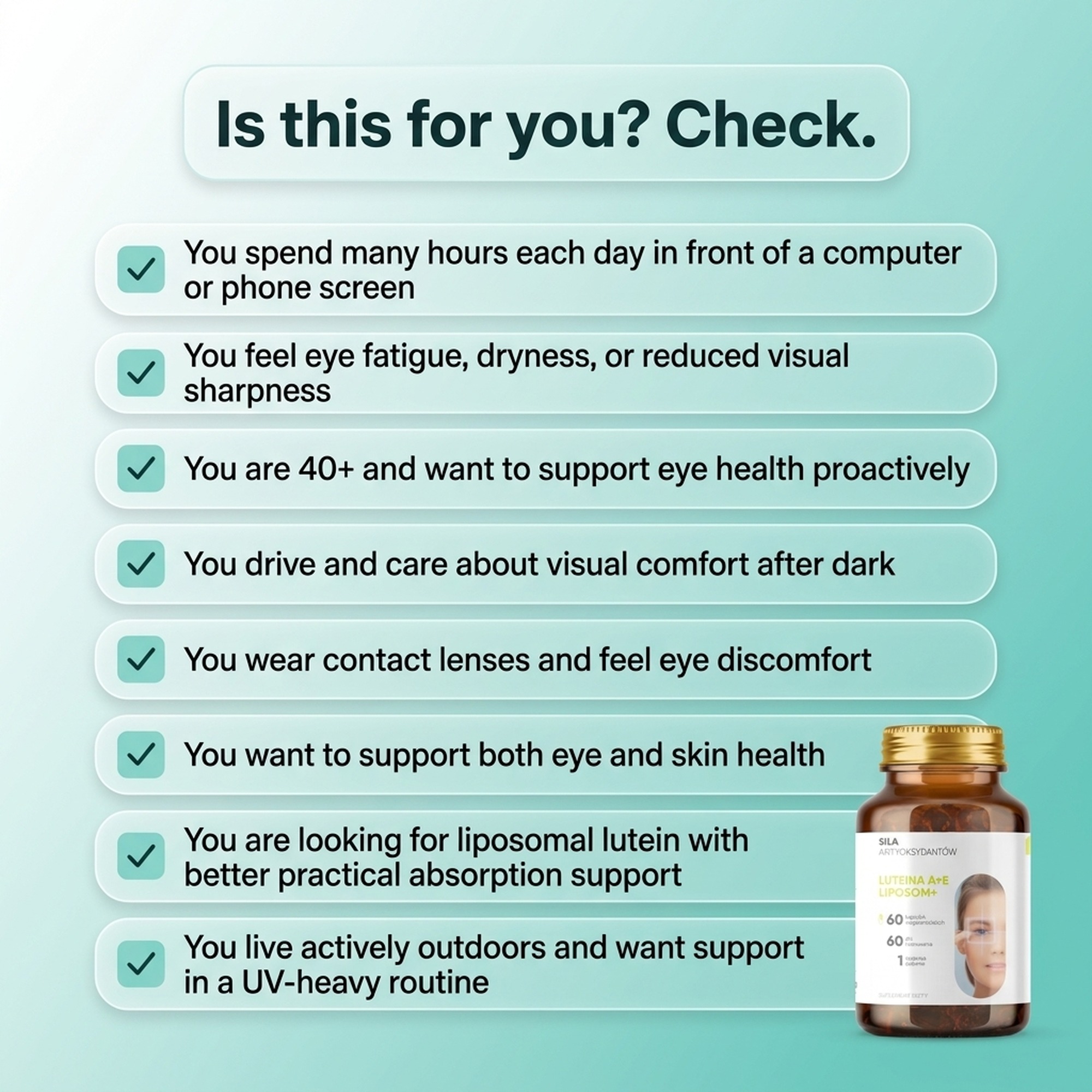 Luteina A + E Liposom+ - Lutein + Zeaxanthin + Vitamin E for Eye Support