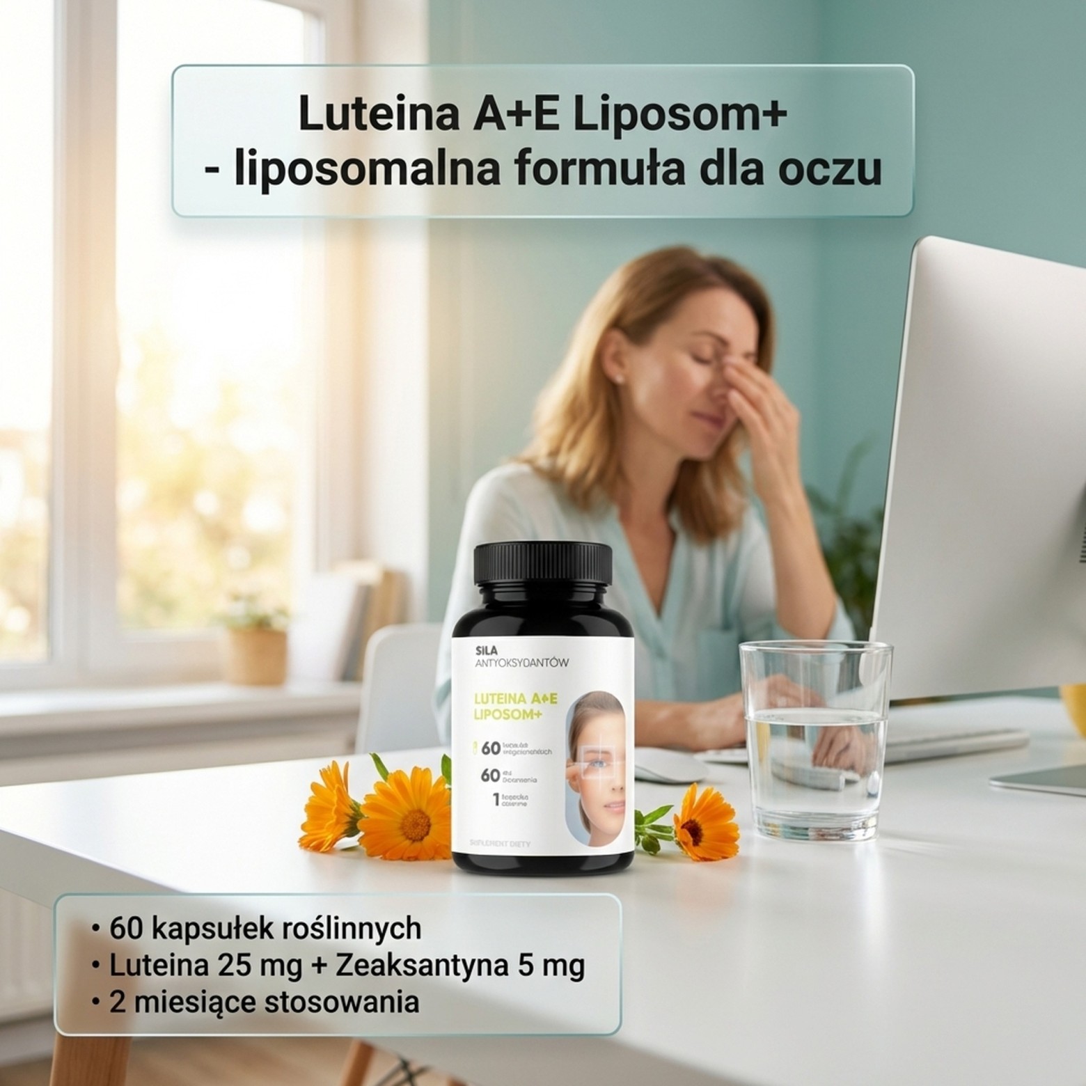 Luteina A + E Liposom+ - Luteina + Zeaksantyna + Witamina E na zdrowy wzrok