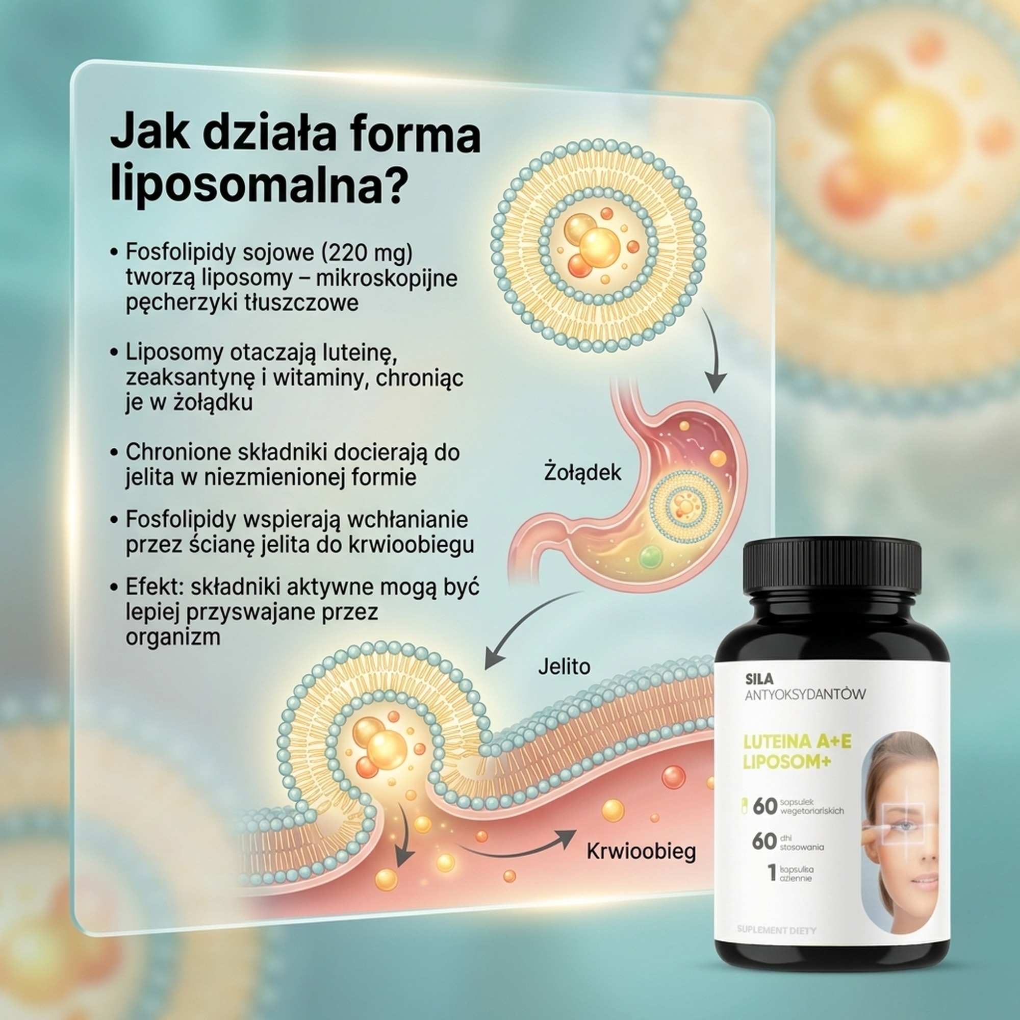 Luteina A + E Liposom+ - Luteina + Zeaksantyna + Witamina E na zdrowy wzrok