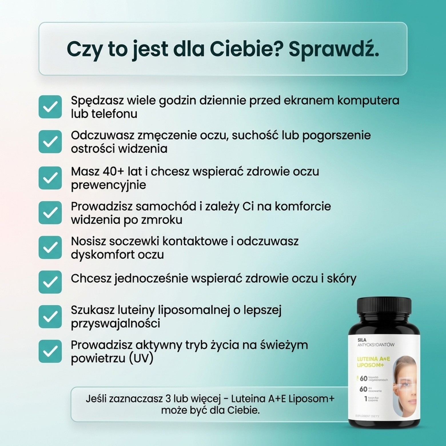 Luteina A + E Liposom+ - Luteina + Zeaksantyna + Witamina E na zdrowy wzrok