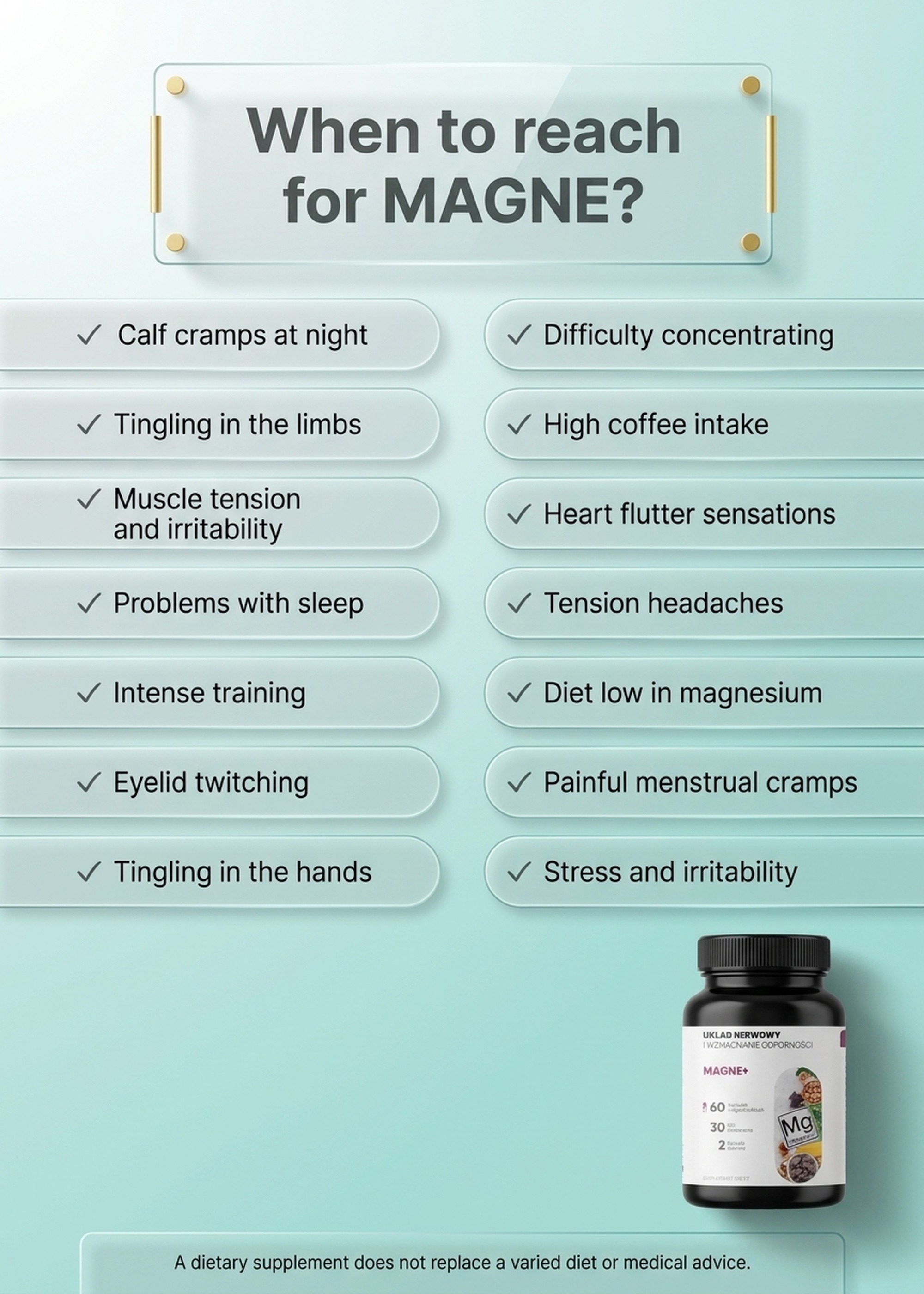 Magne+ - 3 Forms of Magnesium (Malate + Diglycinate + Carbonate) + Vitamin B6 + Zinc
