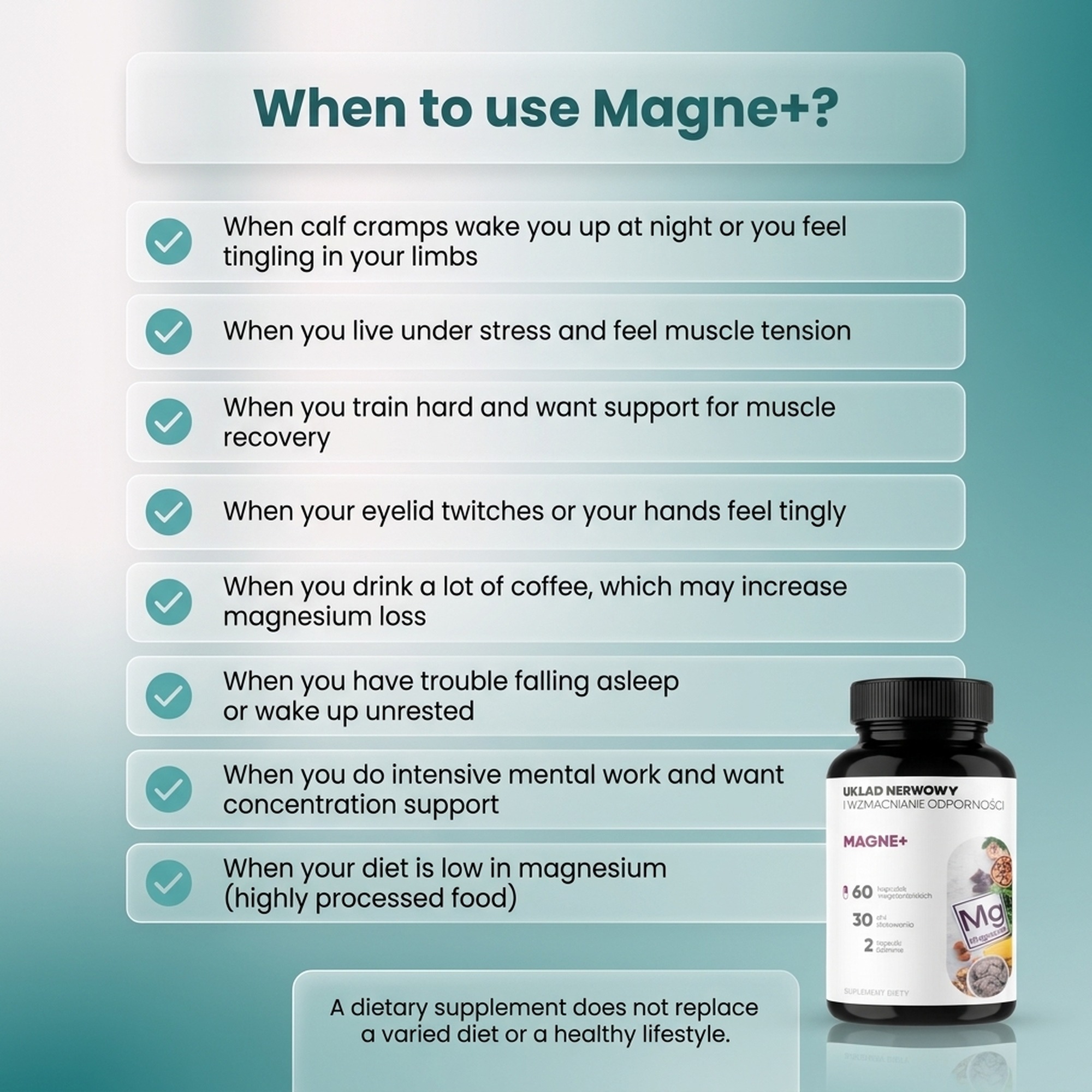 Magne+ - 3 Forms of Magnesium (Malate + Diglycinate + Carbonate) + Vitamin B6 + Zinc