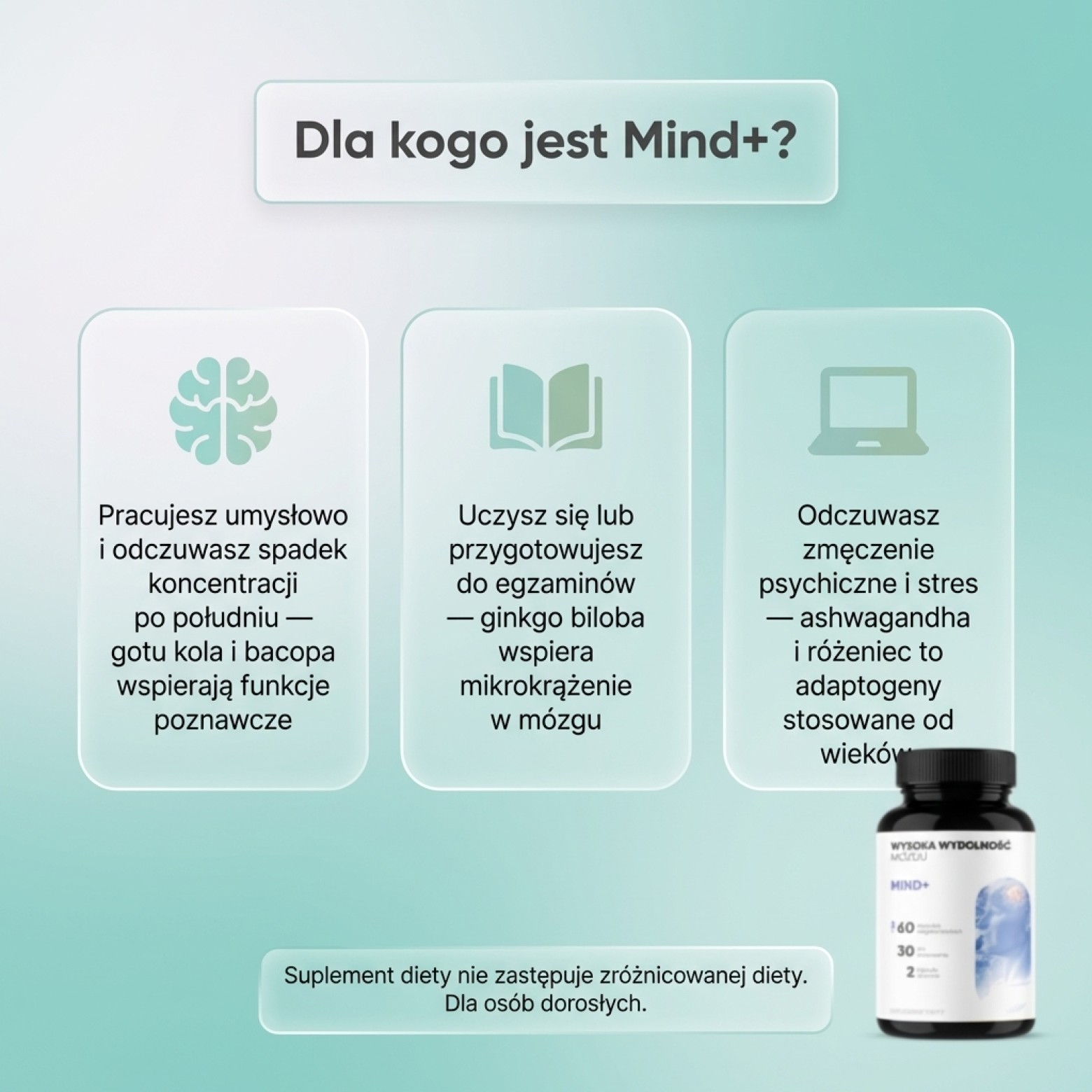 Mind+ - Bazylia święta + Krzyżownica + Miłorząb na pamięć i koncentrację