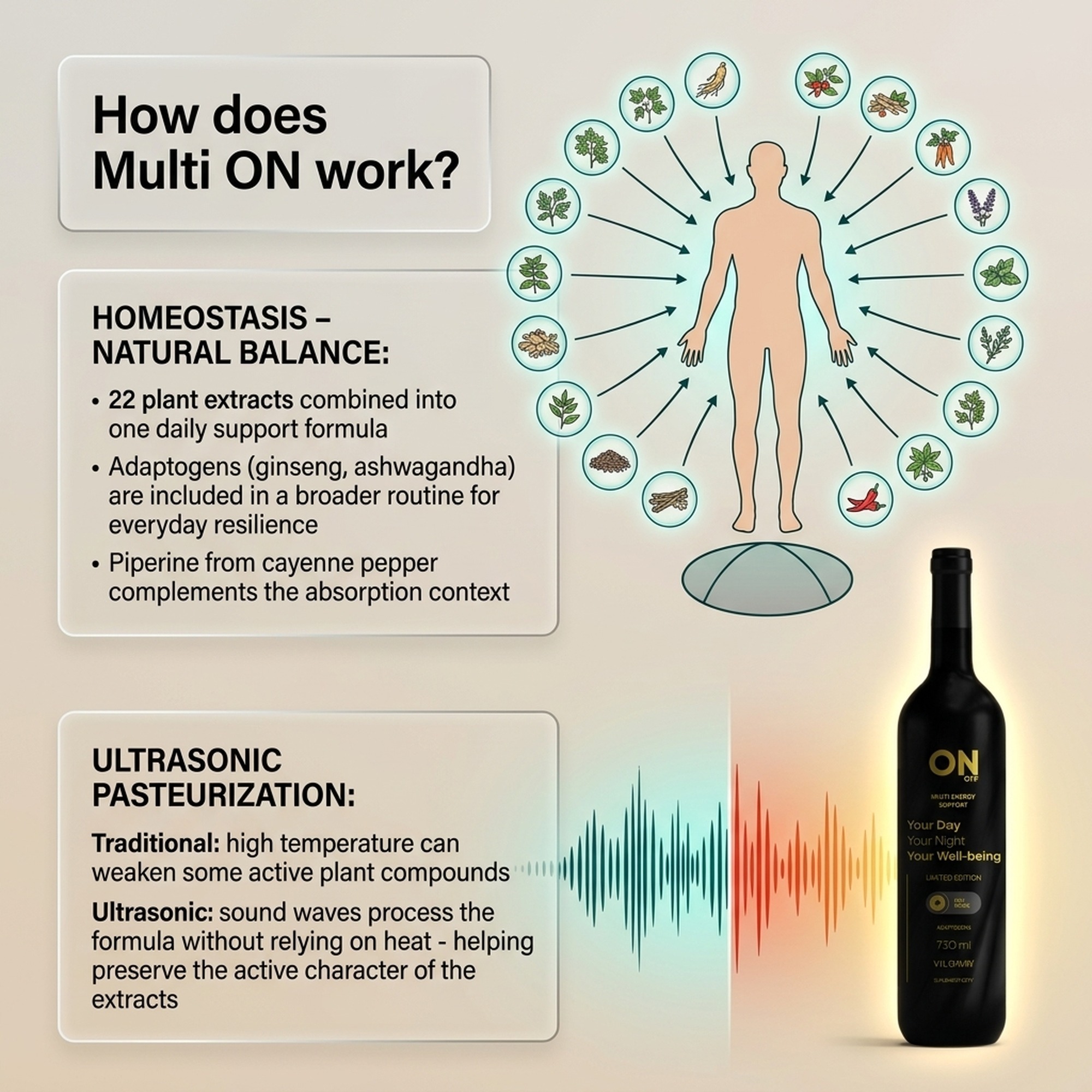 Multi ON - Liquid Herbal Energy Supplement with 22 Herbs