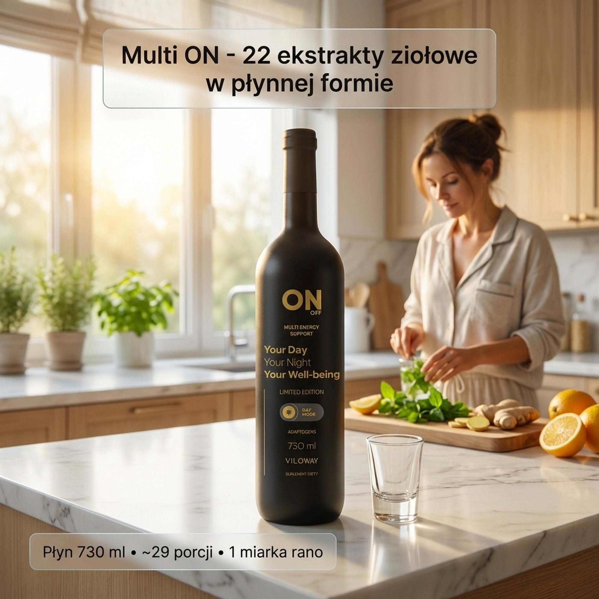 Multi ON - płynny suplement na energię z 22 ziół