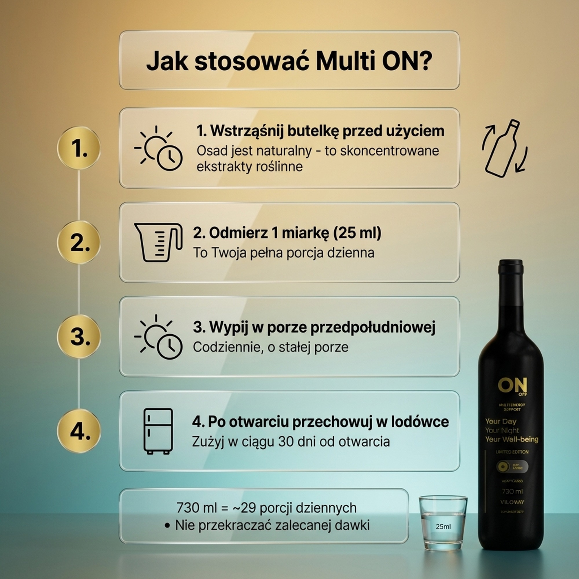 Multi ON - płynny suplement na energię z 22 ziół