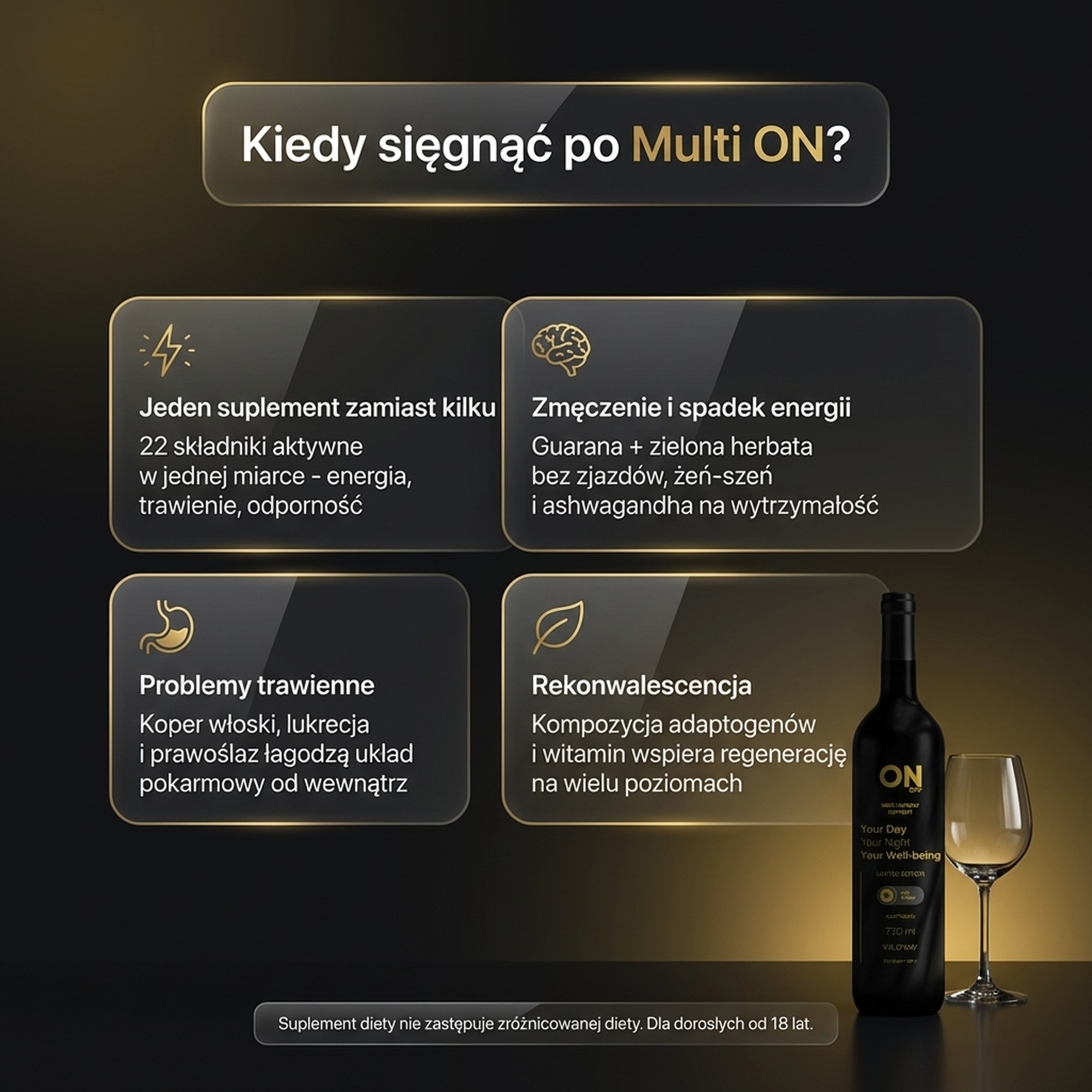 Multi ON - płynny suplement na energię z 22 ziół