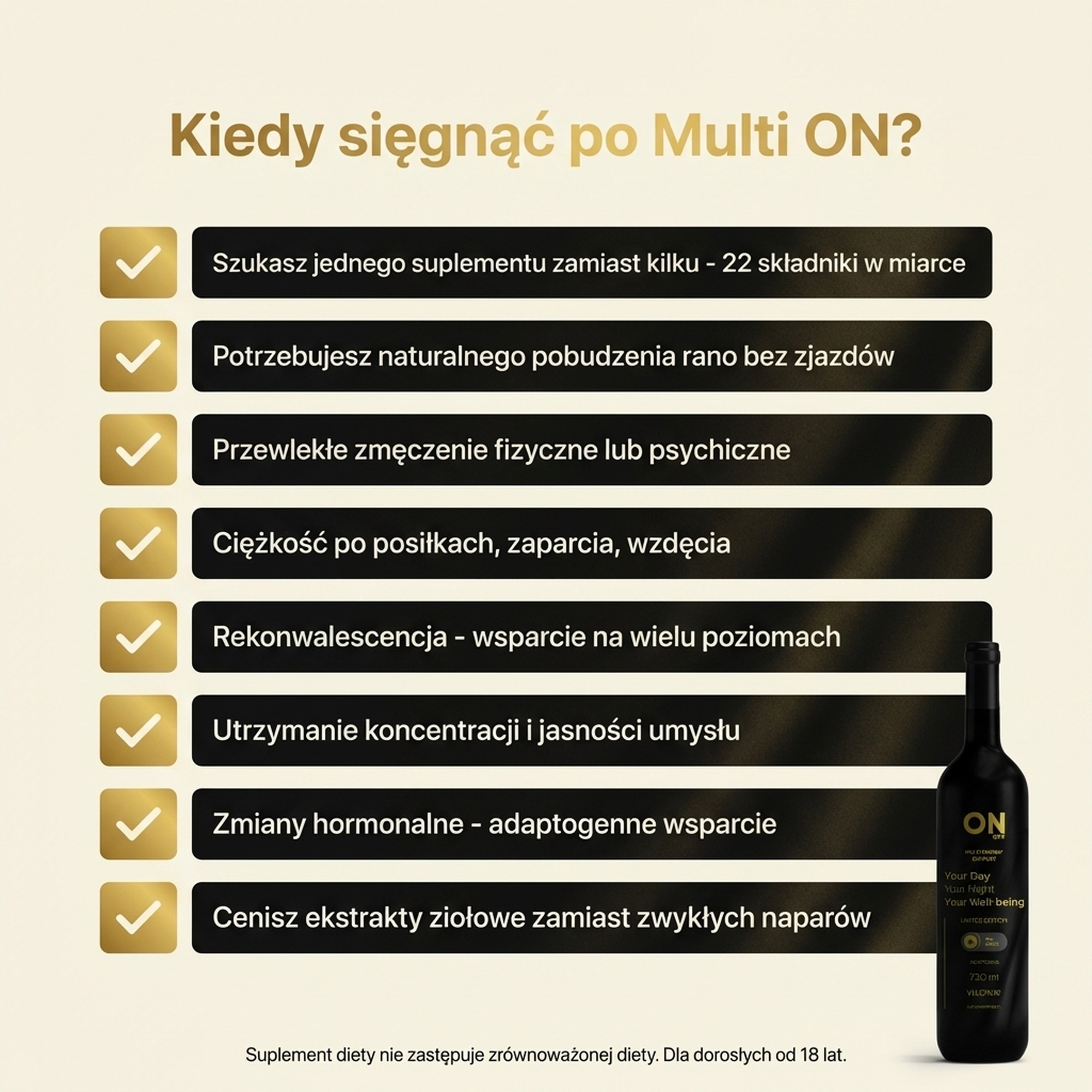 Multi ON - płynny suplement na energię z 22 ziół