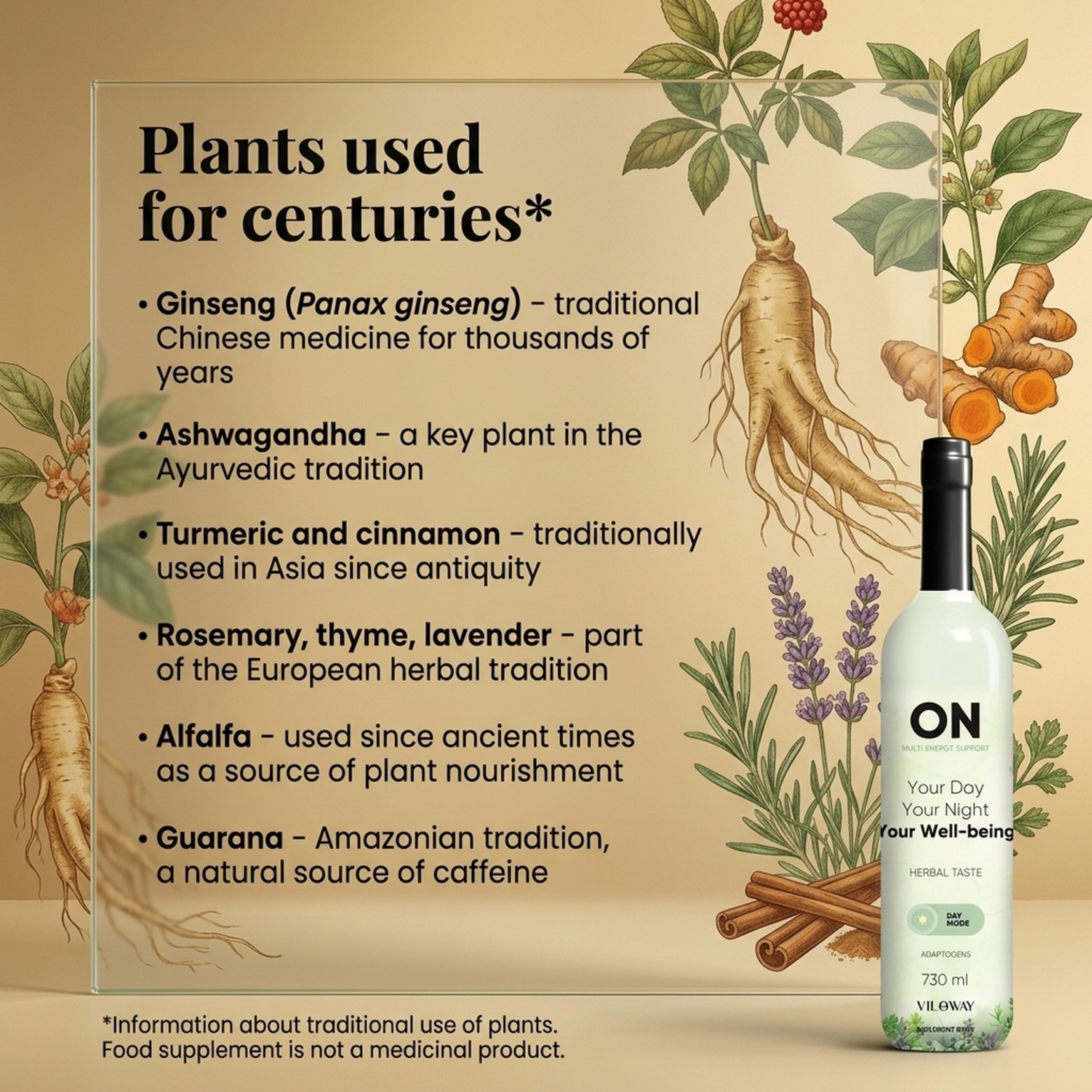 Multi ON Herbal - Lemon + Alfalfa + Assam Tea for Vitality - Liquid