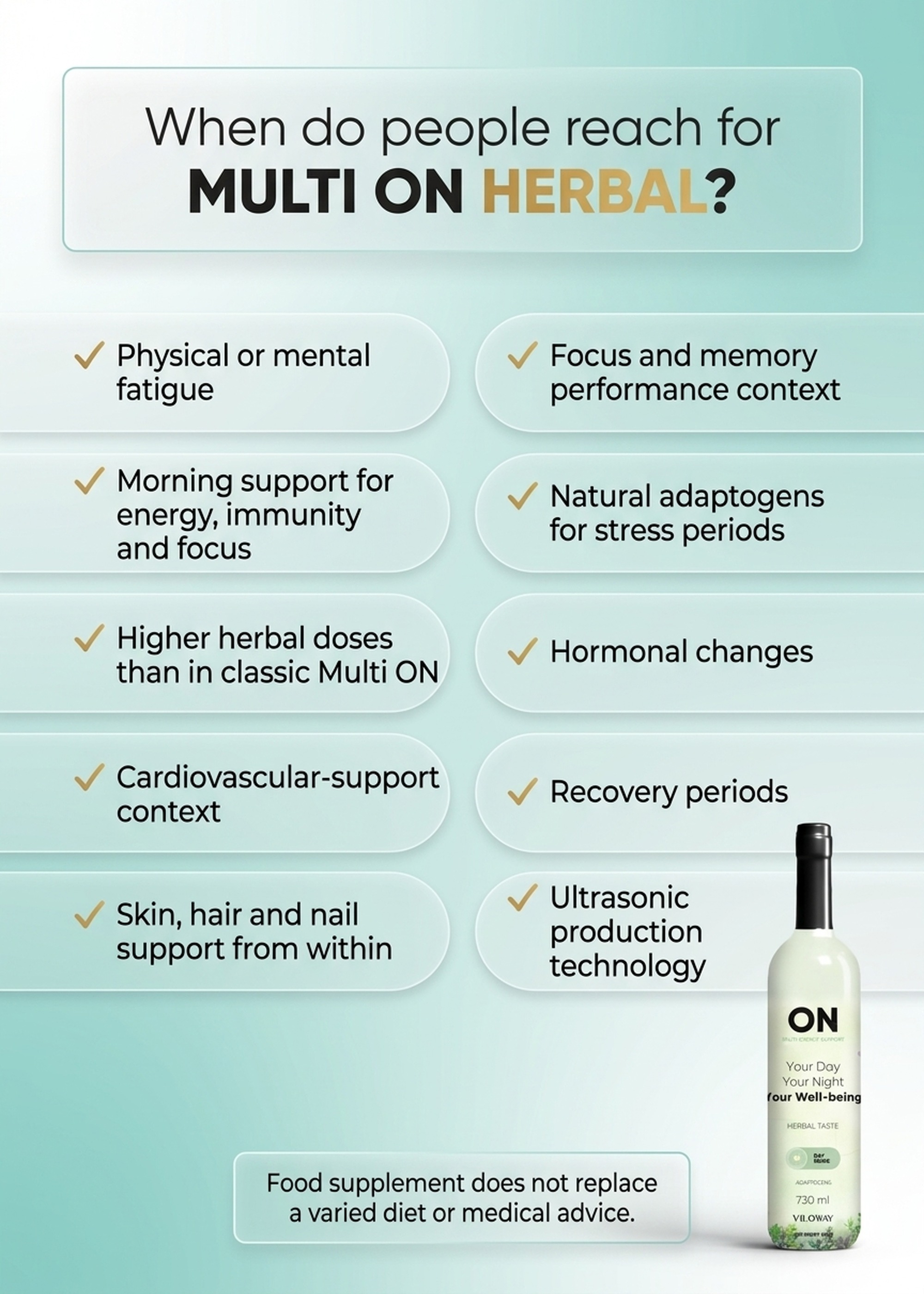 Multi ON Herbal - Lemon + Alfalfa + Assam Tea for Vitality - Liquid
