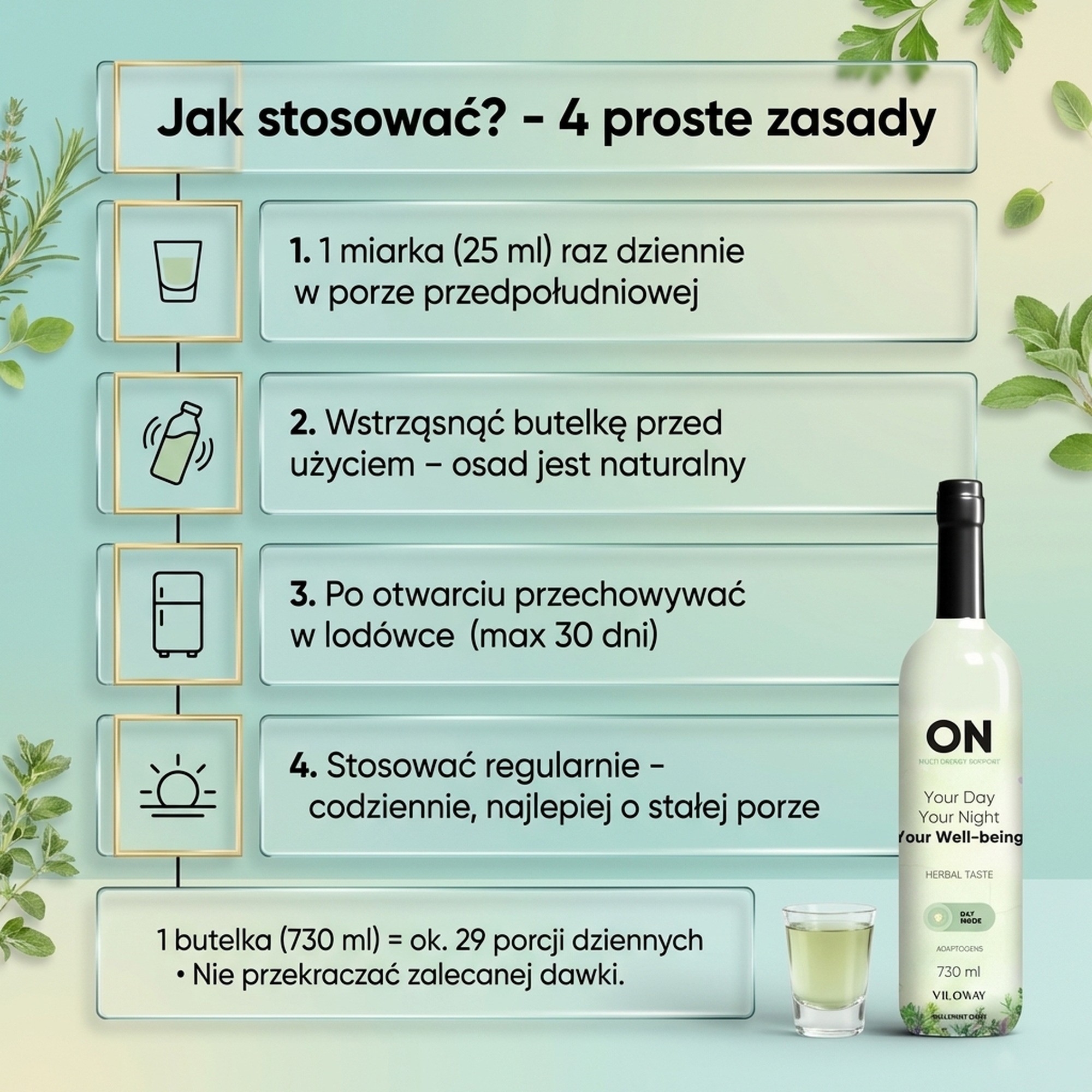 Multi ON Ziołowy - Cytryna + Alfalfa + Herbata assamska na witalność - płyn