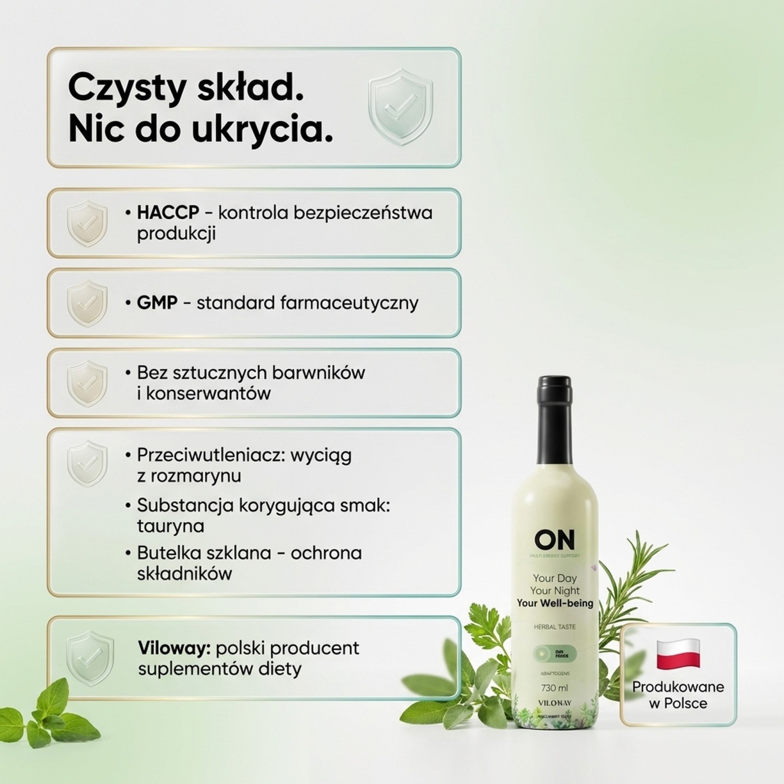 Multi ON Ziołowy - Cytryna + Alfalfa + Herbata assamska na witalność - płyn