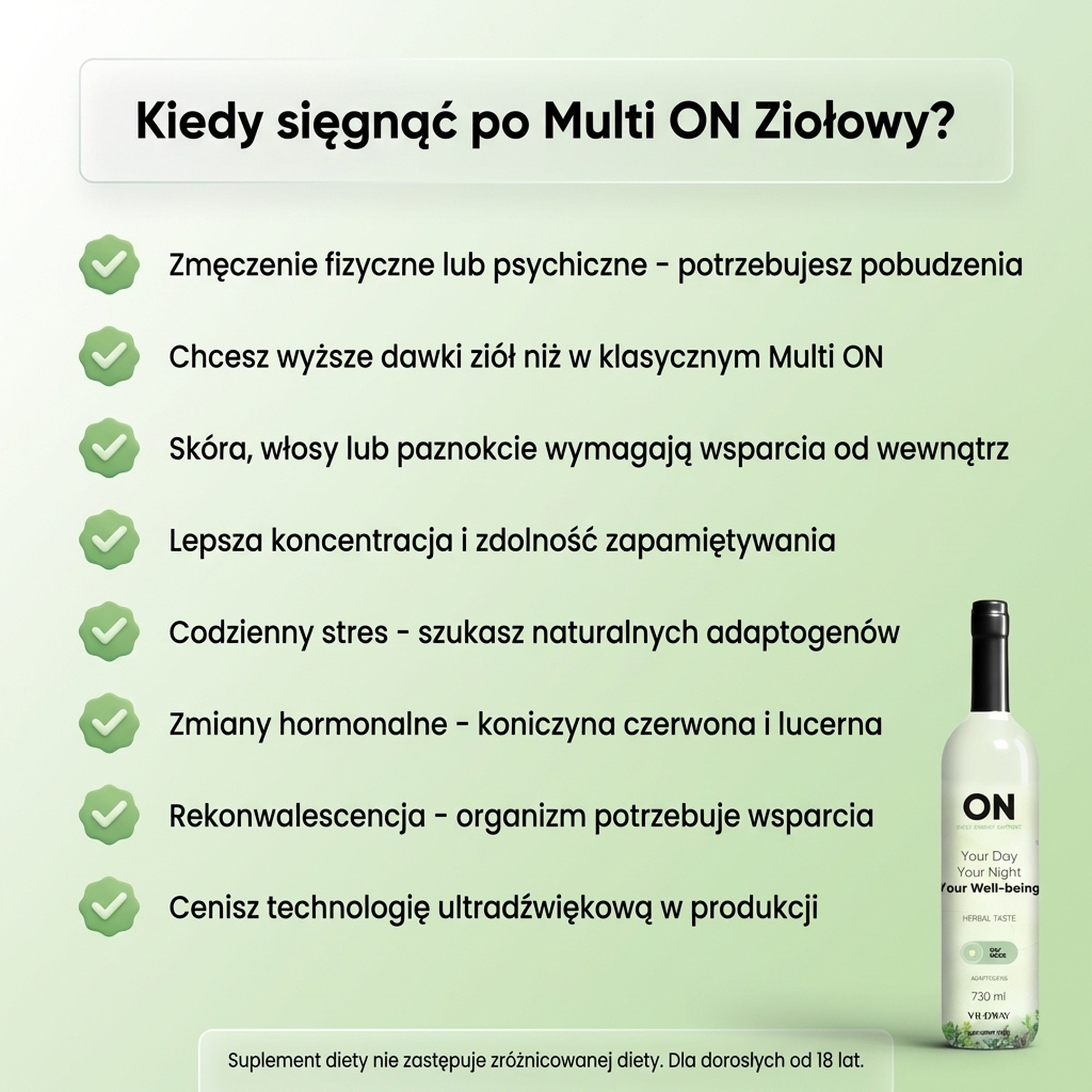 Multi ON Ziołowy - Cytryna + Alfalfa + Herbata assamska na witalność - płyn