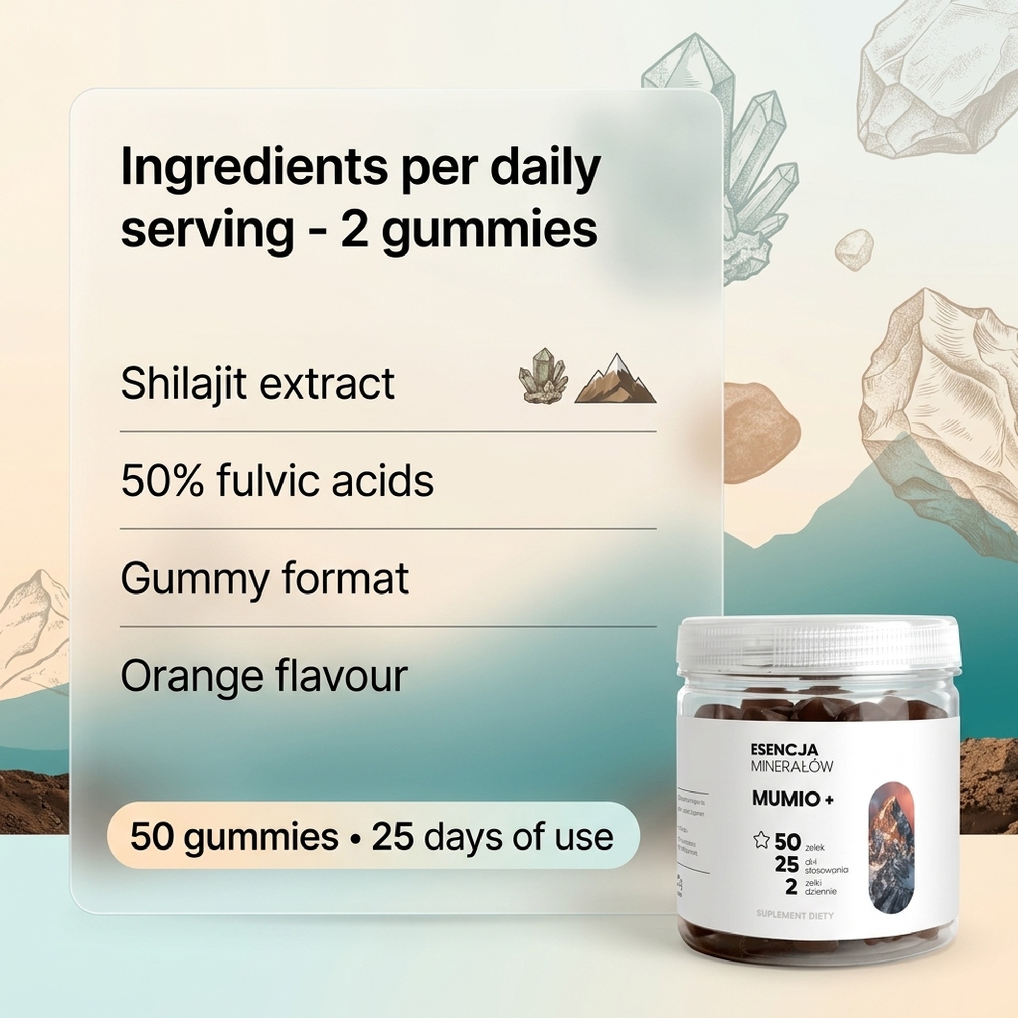 MUMIO+ - Shilajit 50% Fulvic Acids - Gummies for Regeneration