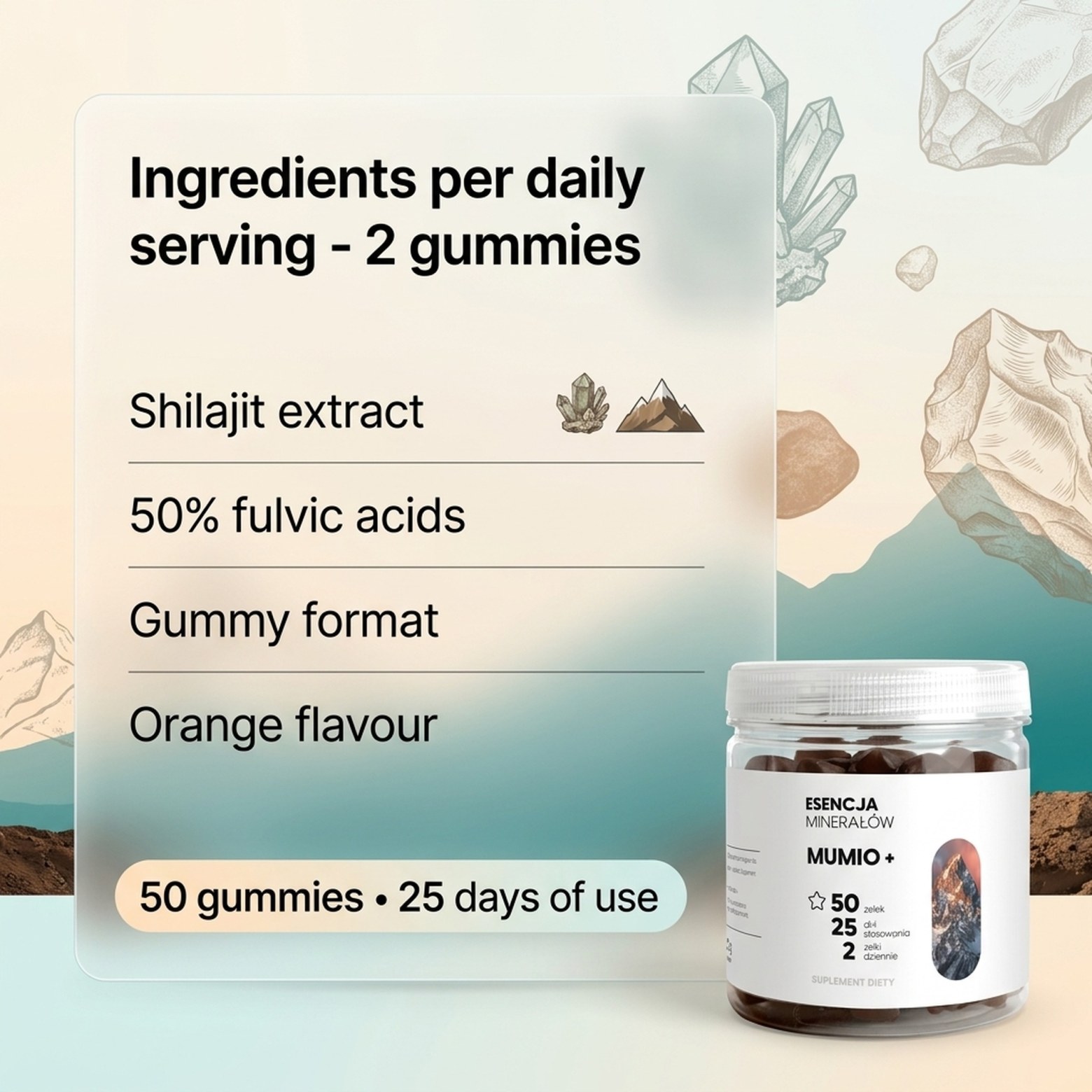MUMIO+ - Shilajit 50% Fulvic Acids - Gummies for Regeneration