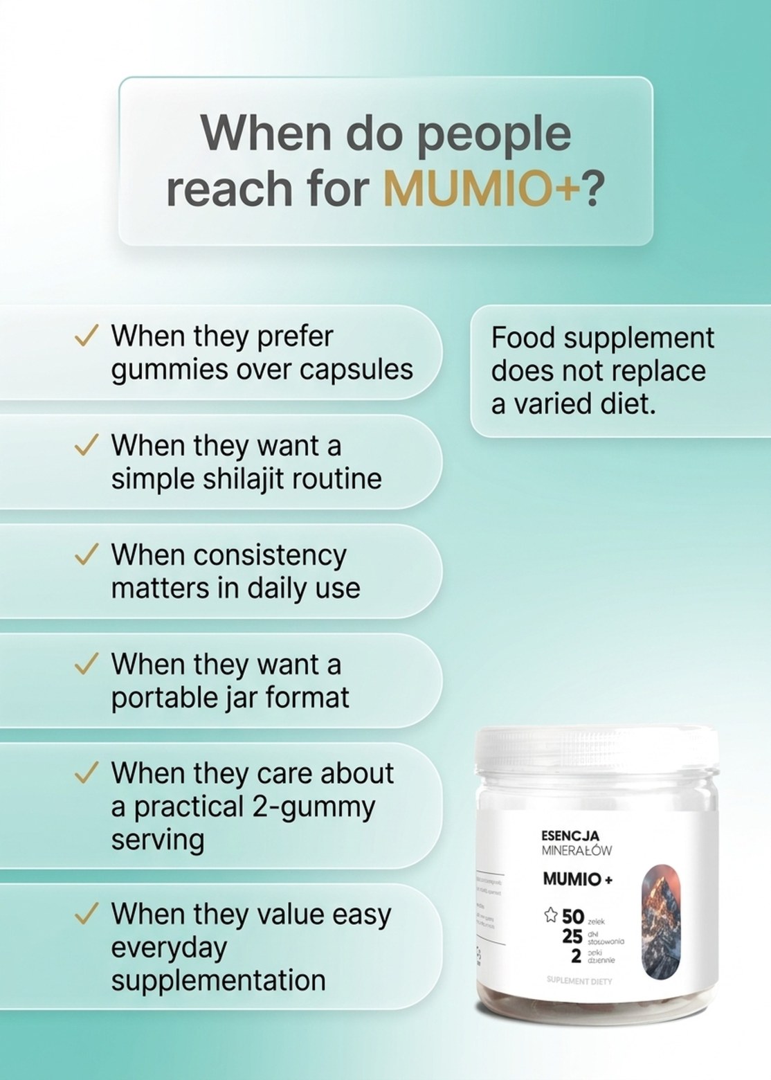 MUMIO+ - Shilajit 50% Fulvic Acids - Gummies for Regeneration