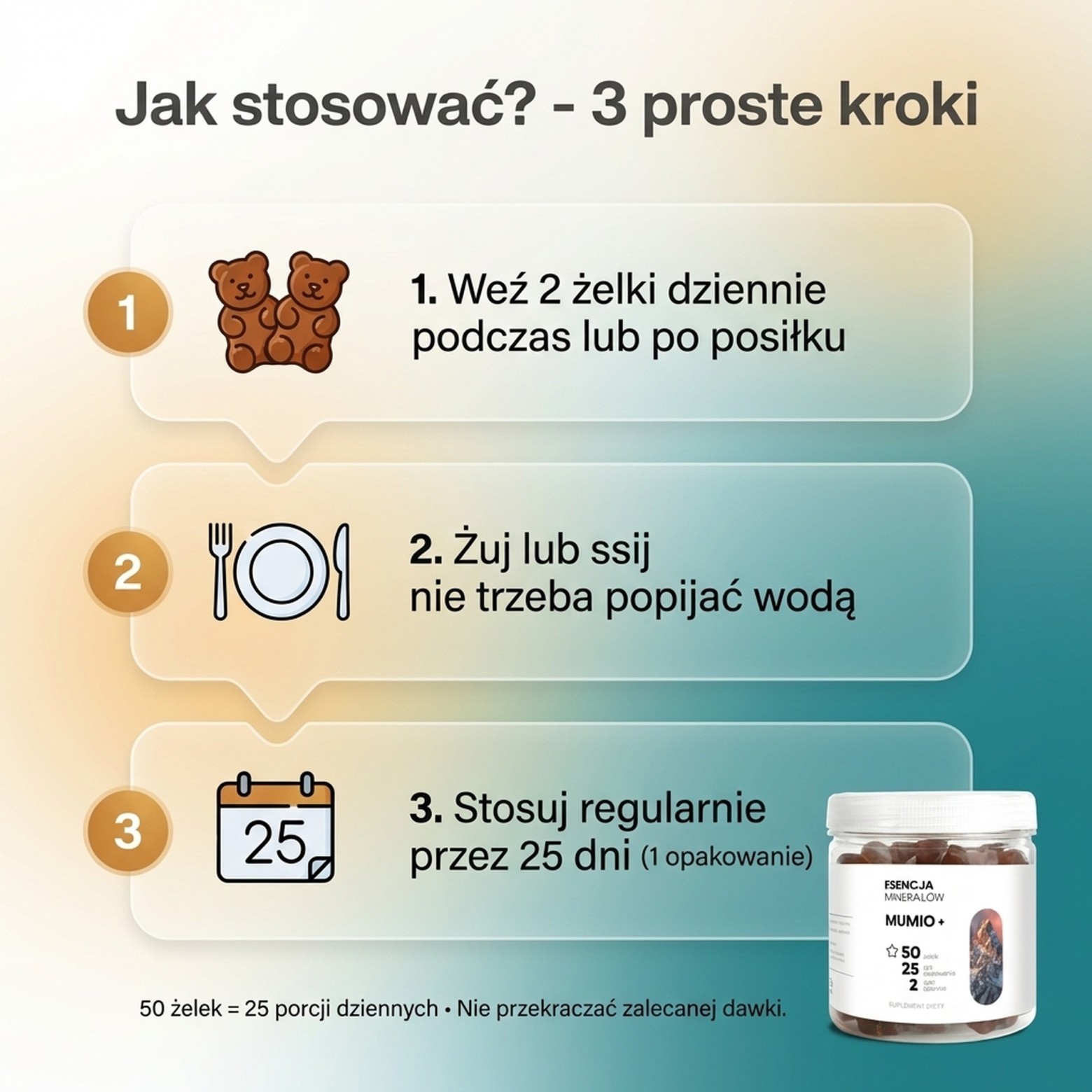 MUMIO+ - Shilajit 50% kwasów fulwowych - żelki na regenerację