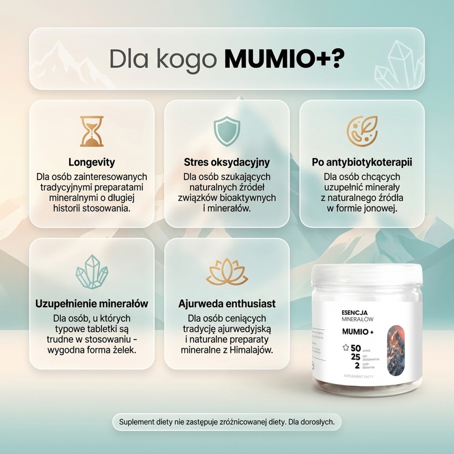 MUMIO+ - Shilajit 50% kwasów fulwowych - żelki na regenerację