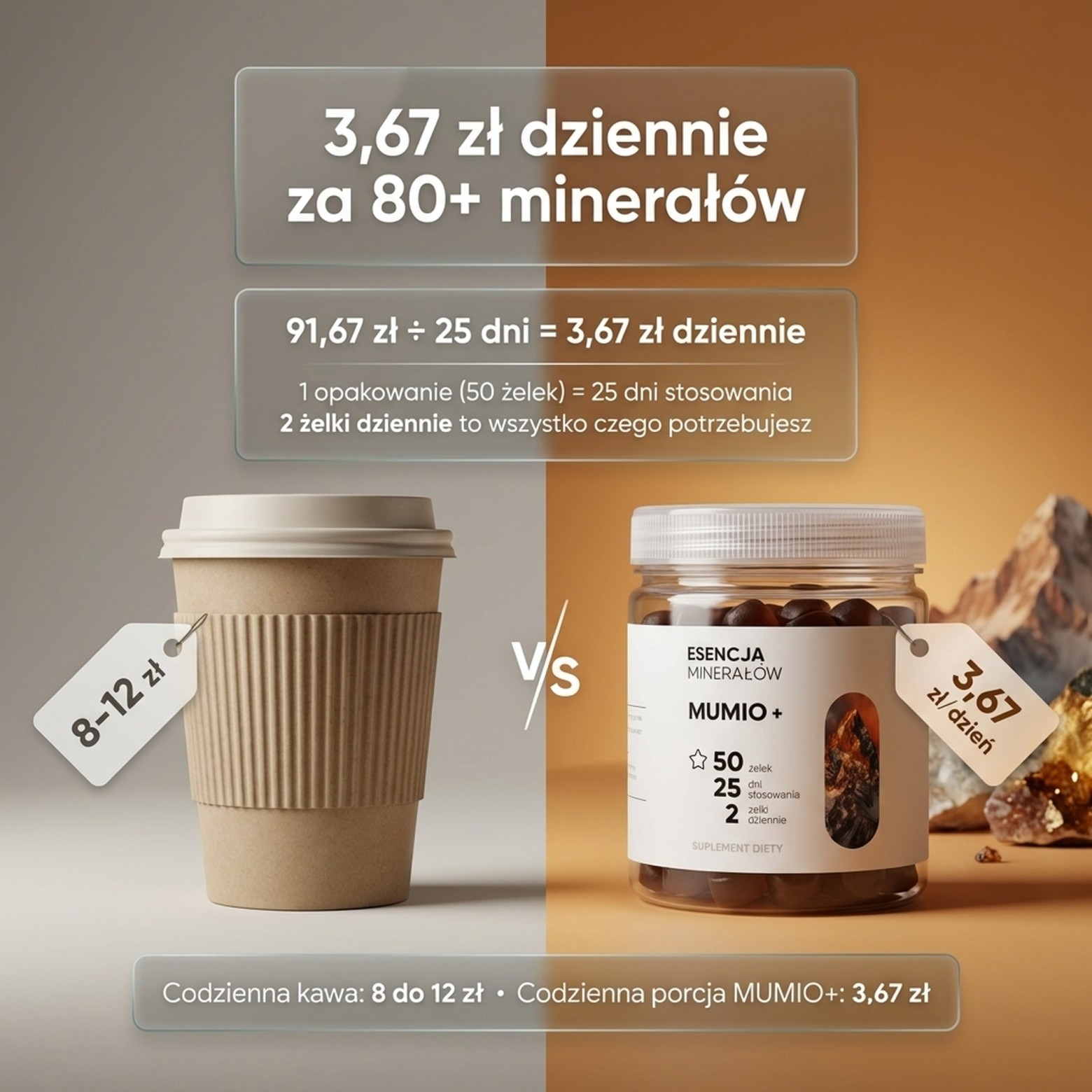 MUMIO+ - Shilajit 50% kwasów fulwowych - żelki na regenerację