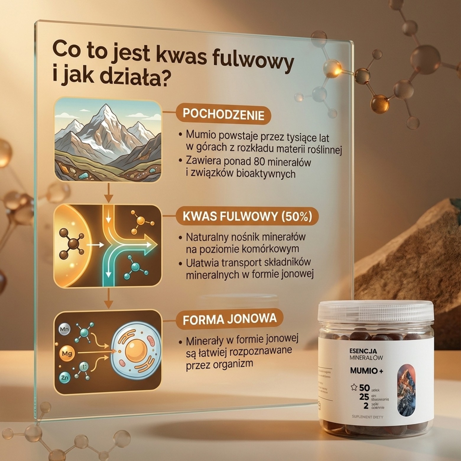 MUMIO+ - Shilajit 50% kwasów fulwowych - żelki na regenerację
