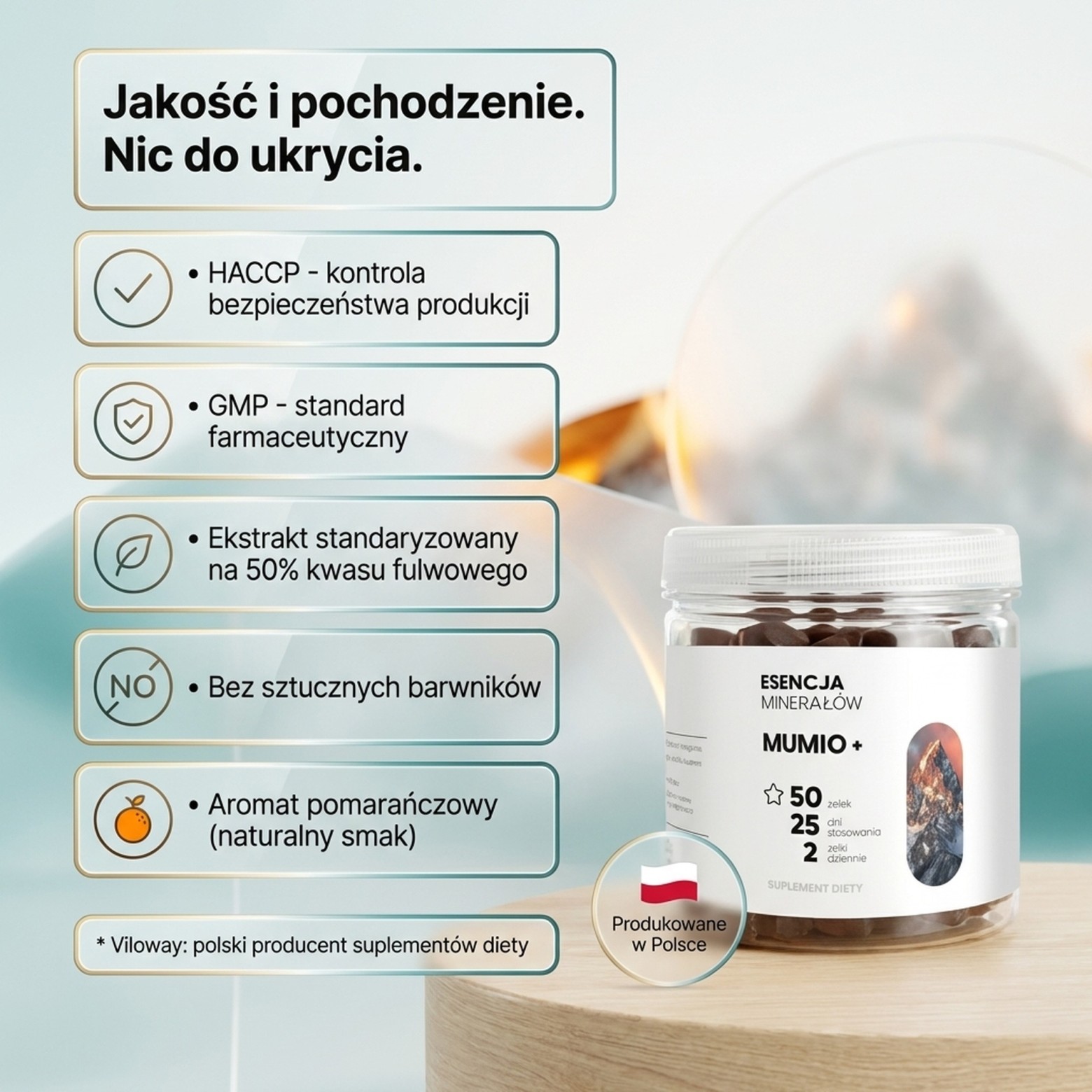 MUMIO+ - Shilajit 50% kwasów fulwowych - żelki na regenerację