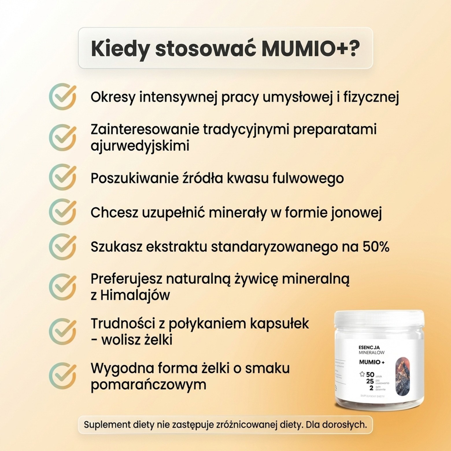 MUMIO+ - Shilajit 50% kwasów fulwowych - żelki na regenerację