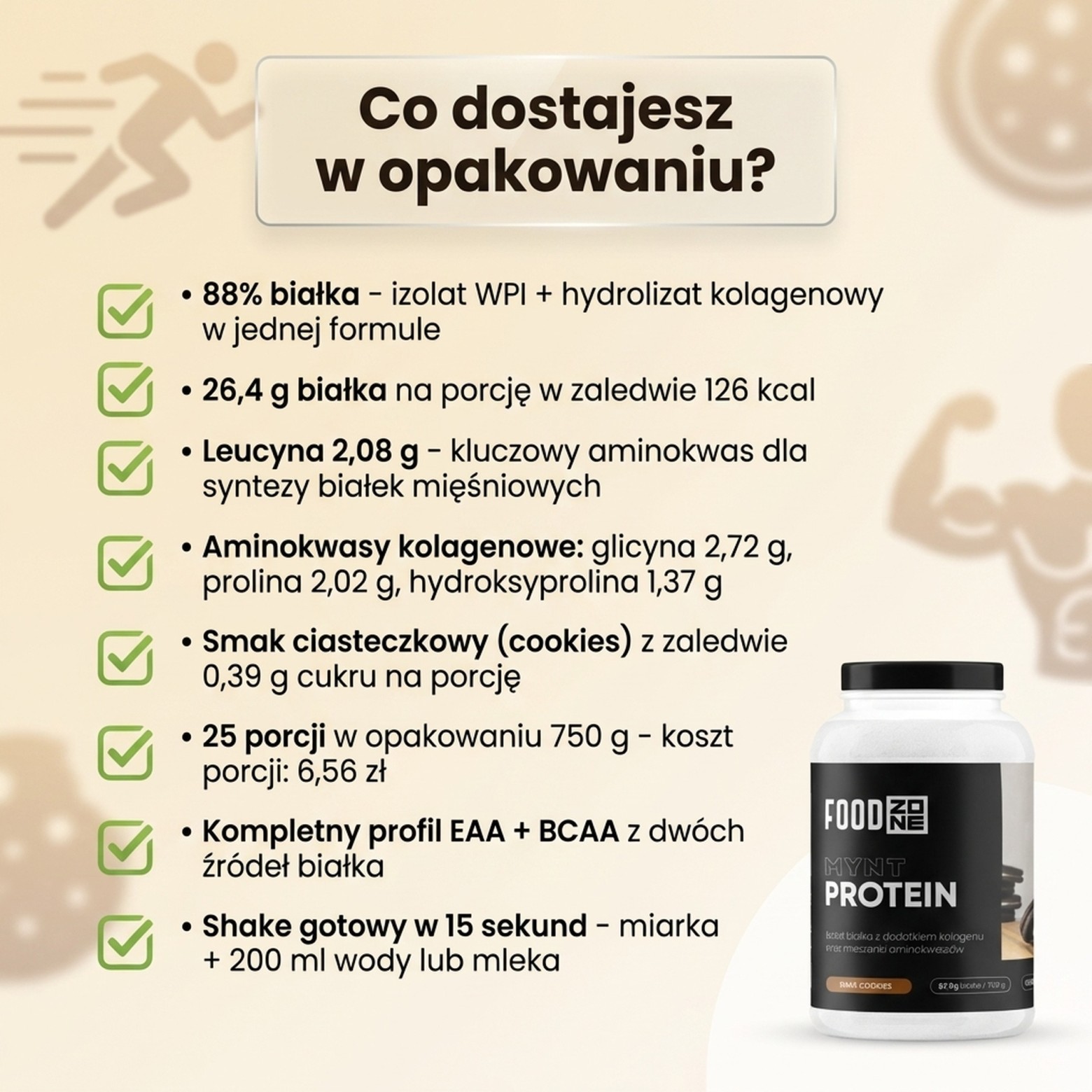 MYNT PROTEIN 750g Cookies – Białko z Kolagenem® dla Mięśni i Stawów