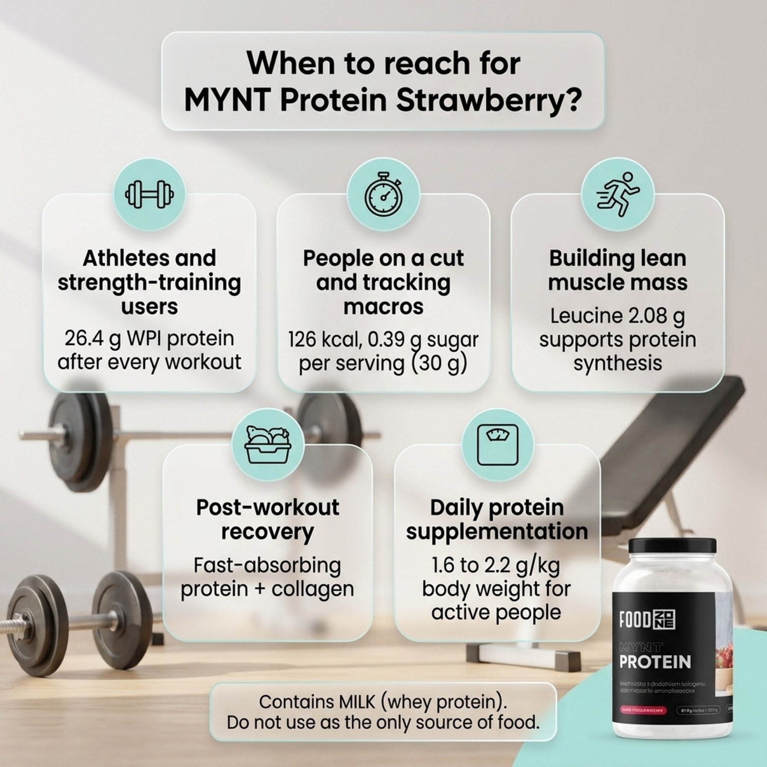 MYNT PROTEIN 750g Strawberry - Protein with Collagen for Muscles and Joints