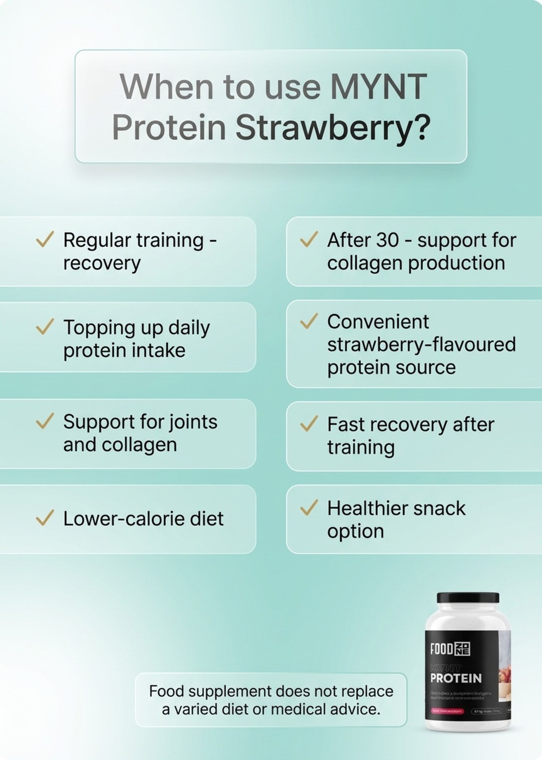 MYNT PROTEIN 750g Strawberry - Protein with Collagen for Muscles and Joints