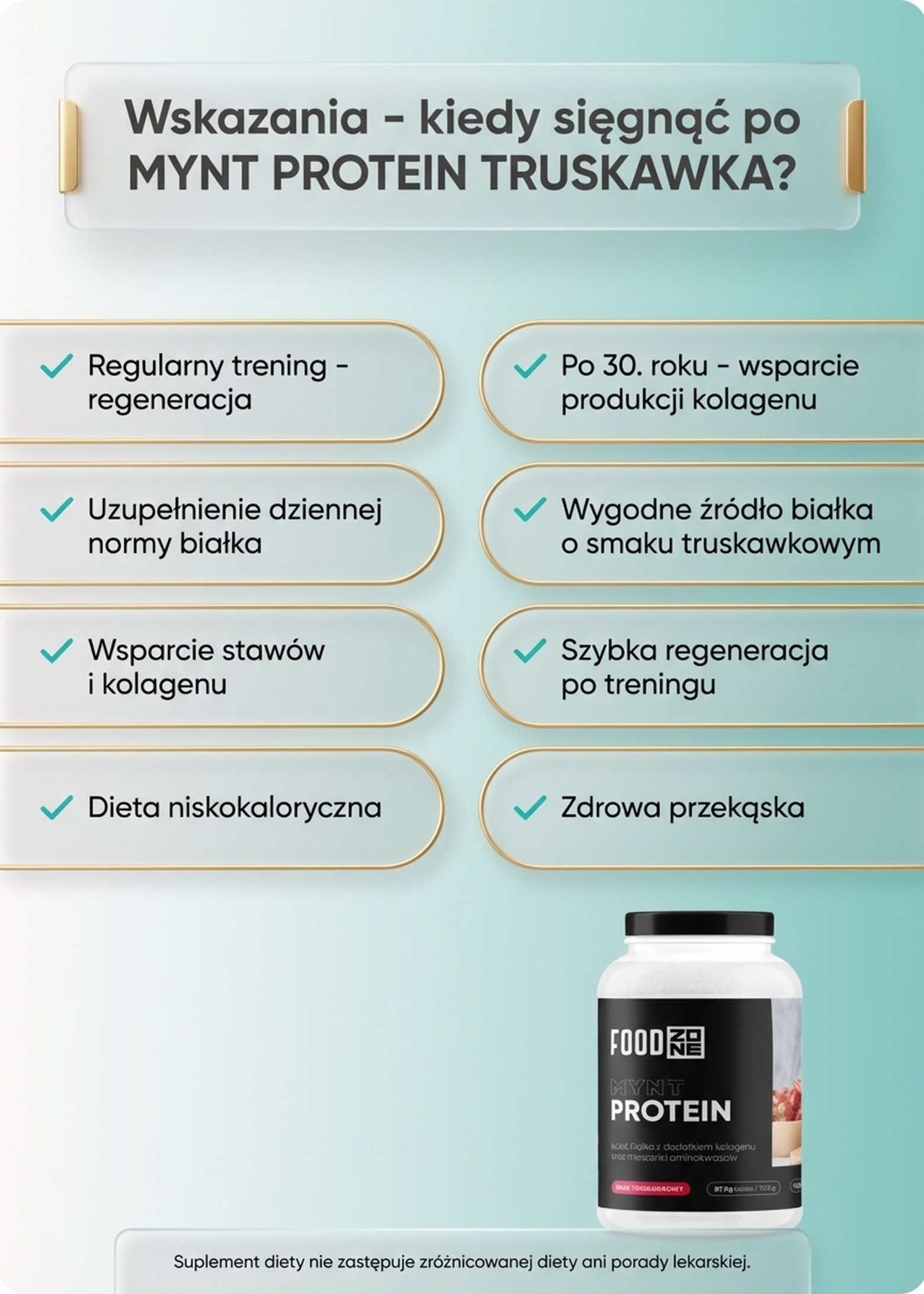 MYNT PROTEIN 750g Truskawka – Białko z Kolagenem® dla Mięśni i Stawów
