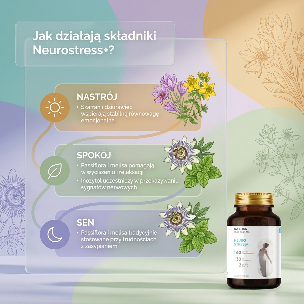 Neurostress+ - Męczennica + Szafran + Inozytol na redukcję stresu