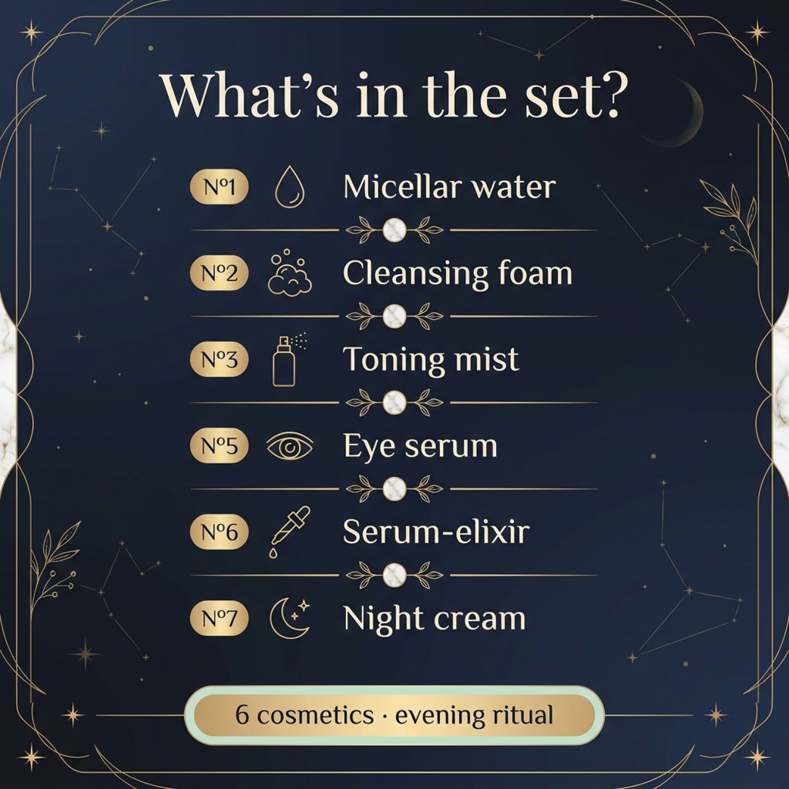 Set: LUOVI Night Touch - Evening Skincare Ritual 5-in-1 with caviar and stem cells
