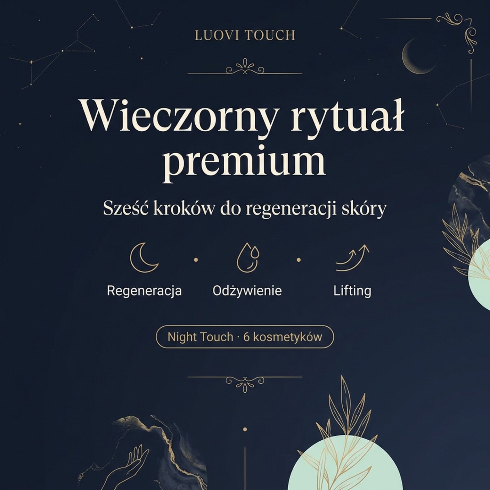 Pakiet: LUOVI Night Touch - Wieczorny Rytuał Pielęgnacyjny 5-w-1 z kawiorem i komórkami macierzystymi