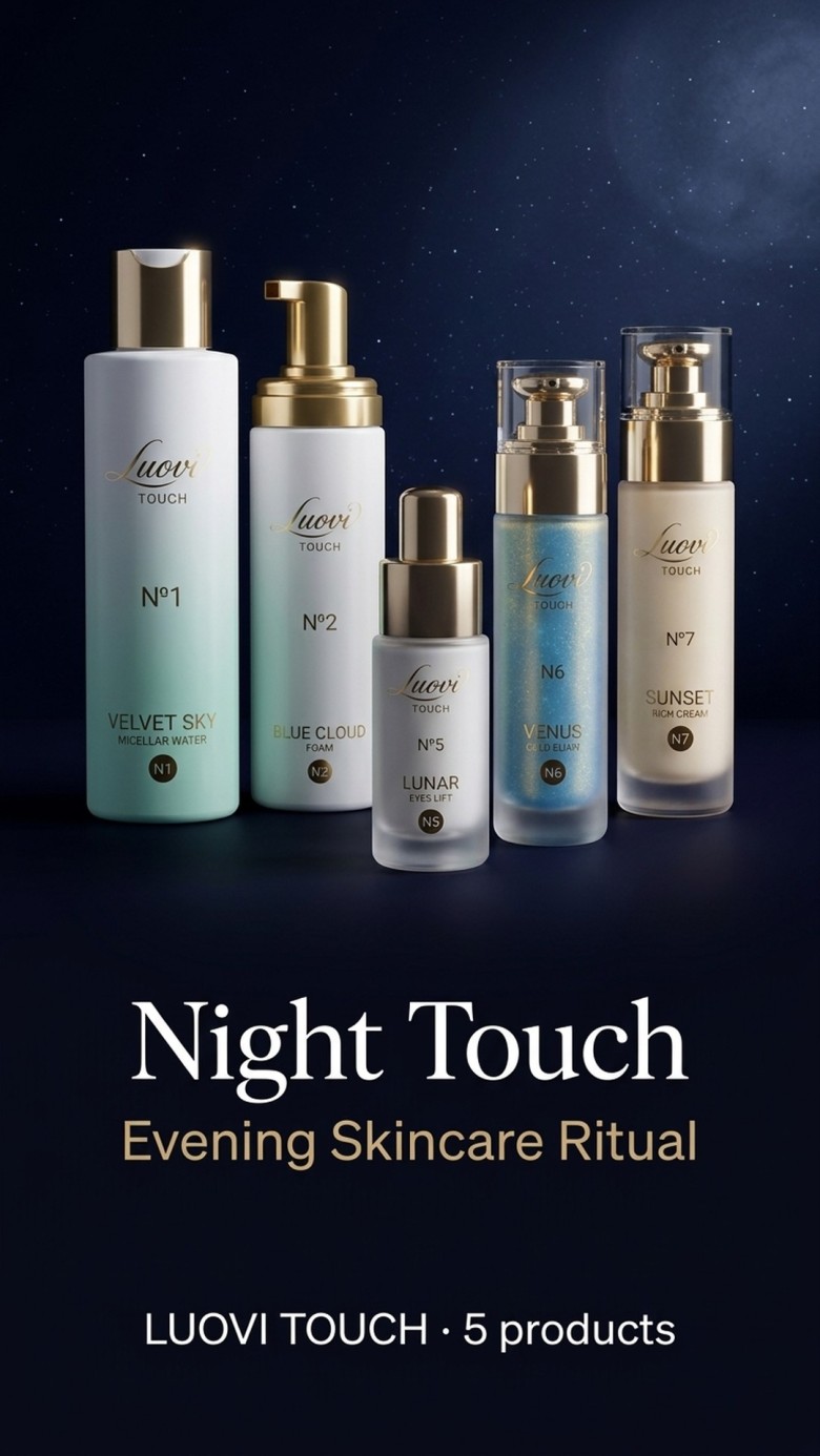 Set: LUOVI Night Touch - Evening Skincare Ritual 5-in-1 with caviar and stem cells