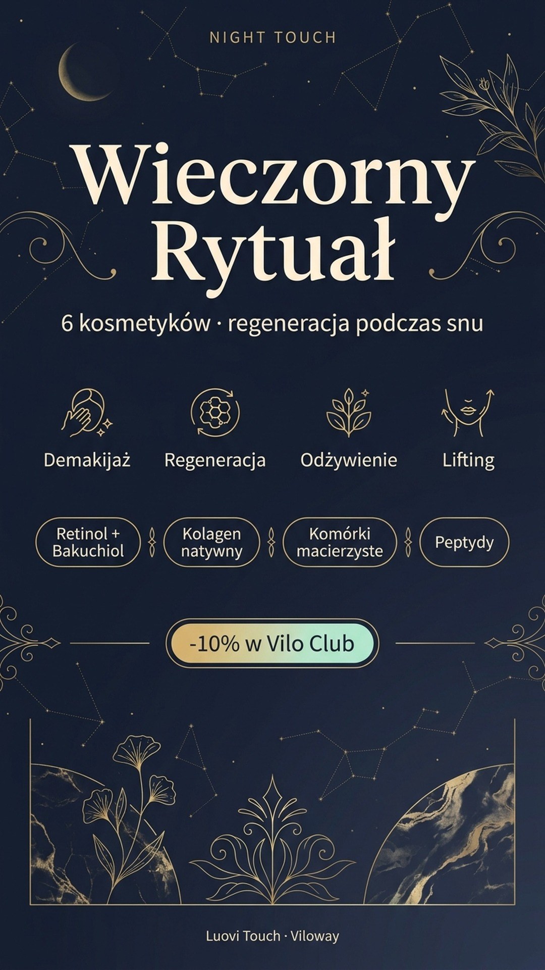 Pakiet: LUOVI Night Touch - Wieczorny Rytuał Pielęgnacyjny 5-w-1 z kawiorem i komórkami macierzystymi — story 1
