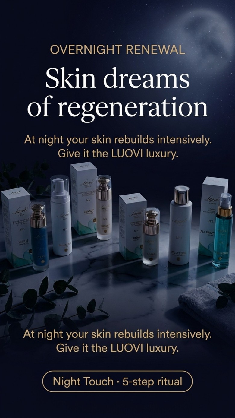 Set: LUOVI Night Touch - Evening Skincare Ritual 5-in-1 with caviar and stem cells