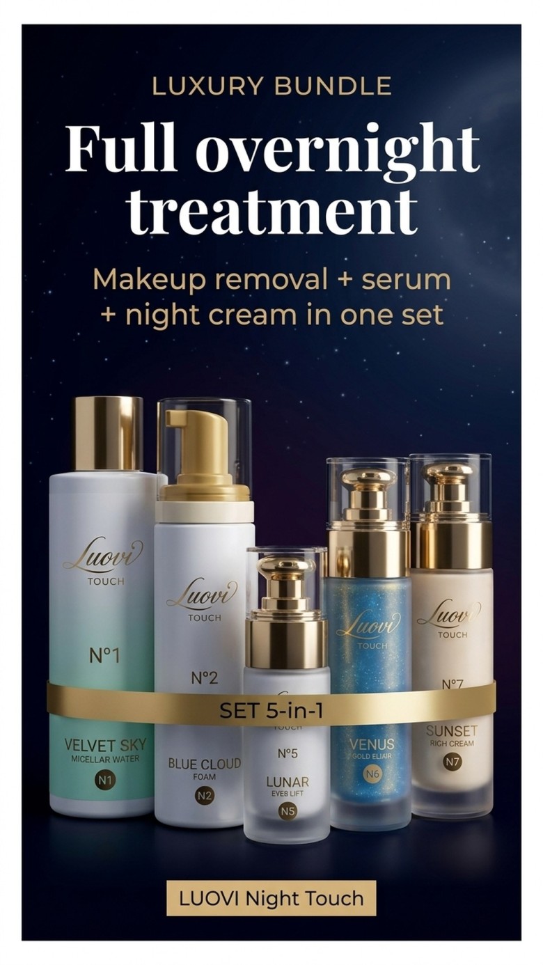 Set: LUOVI Night Touch - Evening Skincare Ritual 5-in-1 with caviar and stem cells