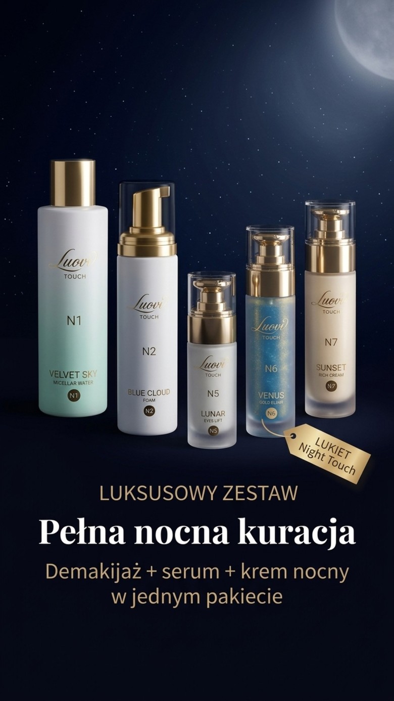 Pakiet: LUOVI Night Touch - Wieczorny Rytuał Pielęgnacyjny 5-w-1 z kawiorem i komórkami macierzystymi