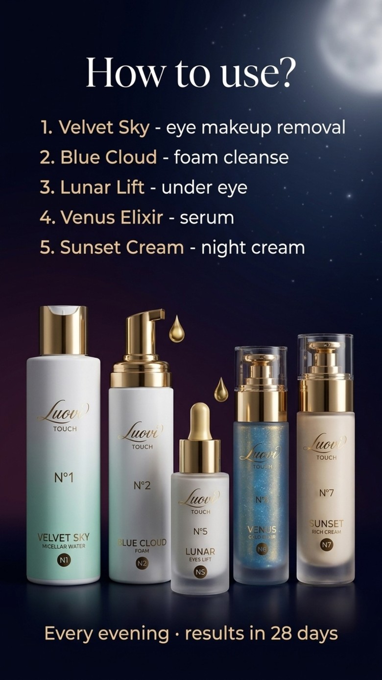 Set: LUOVI Night Touch - Evening Skincare Ritual 5-in-1 with caviar and stem cells