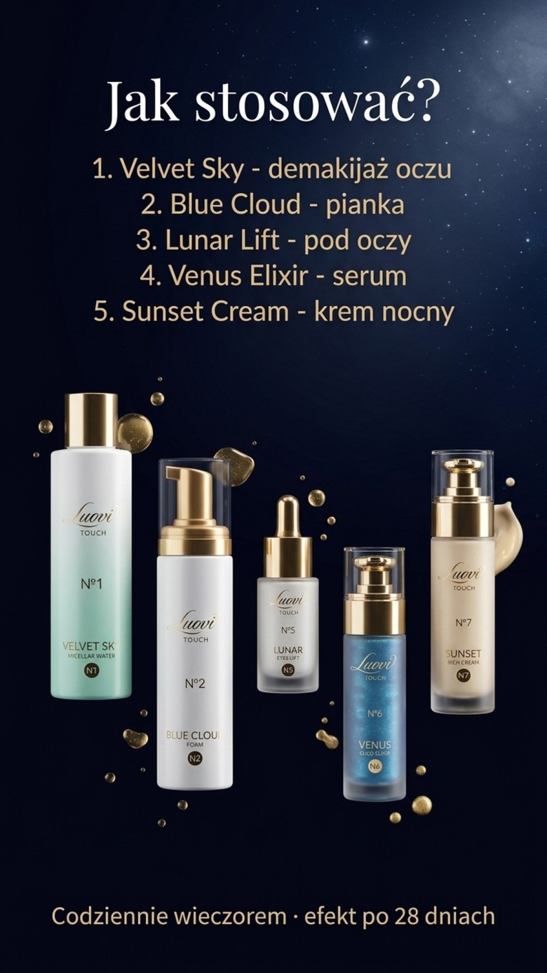 Pakiet: LUOVI Night Touch - Wieczorny Rytuał Pielęgnacyjny 5-w-1 z kawiorem i komórkami macierzystymi