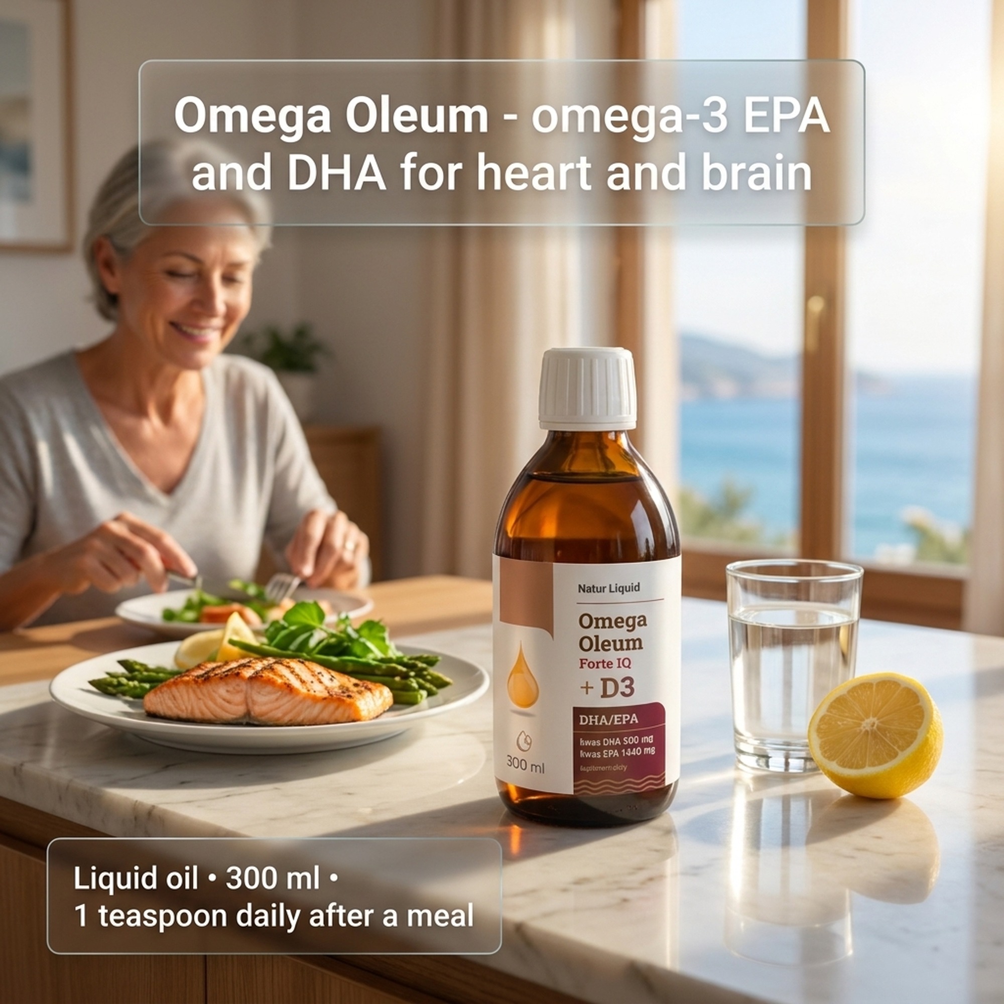 Omega Oleum Forte IQ + D3 - DHA 900mg + EPA 1440mg + Sea Buckthorn + Vitamin D3