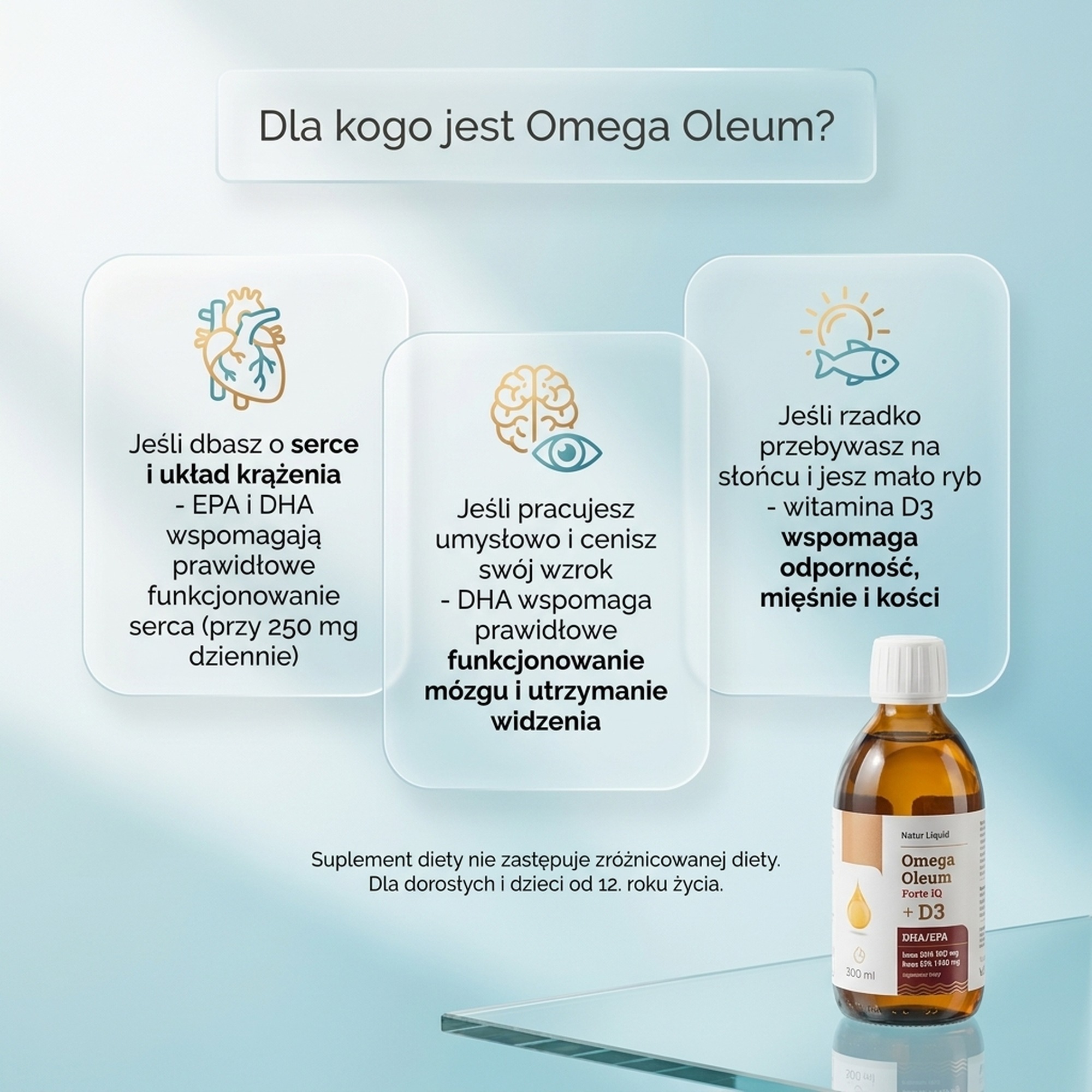 Omega Oleum Forte IQ + D3 - DHA 900mg + EPA 1440mg + Sea Buckthorn + Vitamin D3