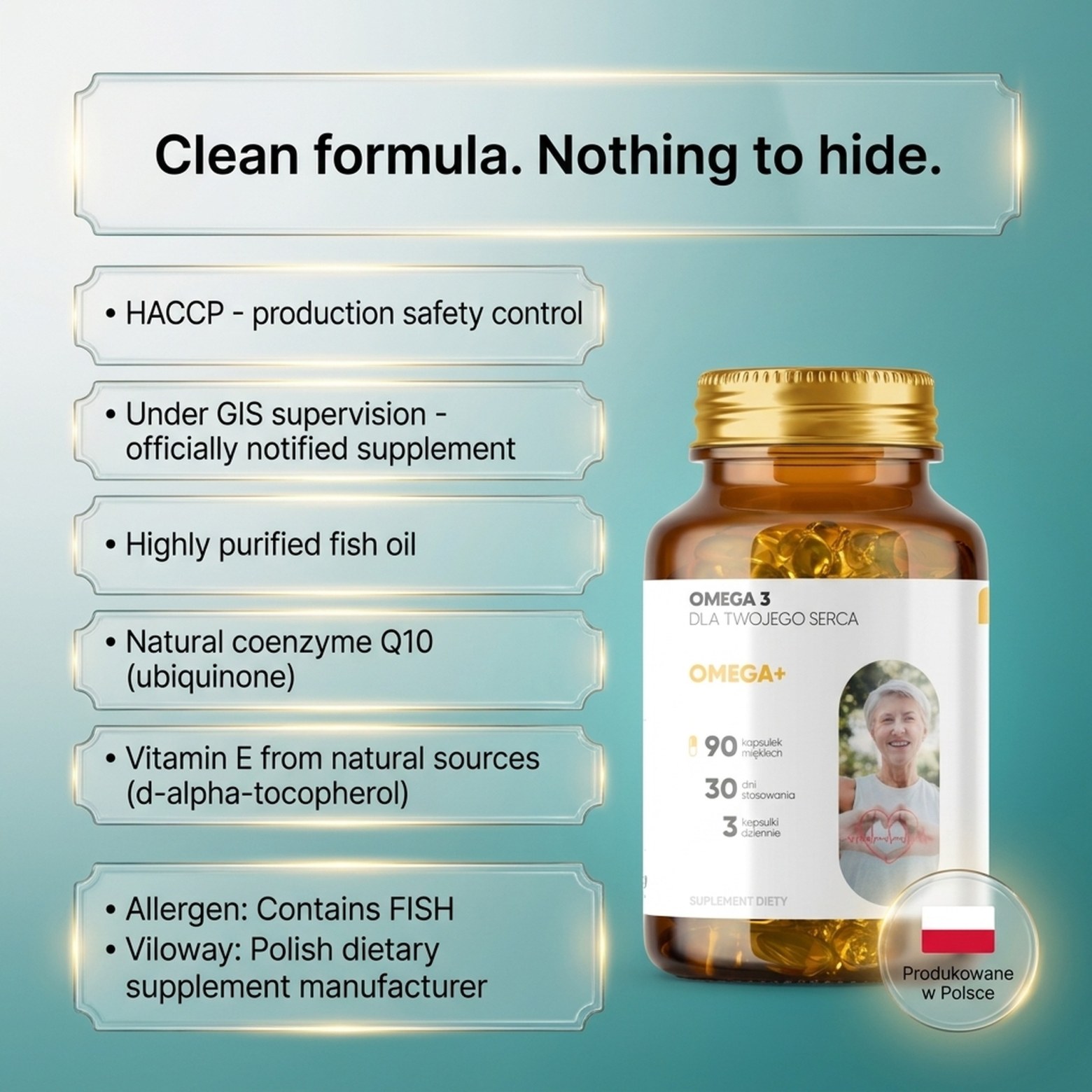 Omega+ - Omega-3 EPA DHA + Coenzyme Q10 for Heart and Brain