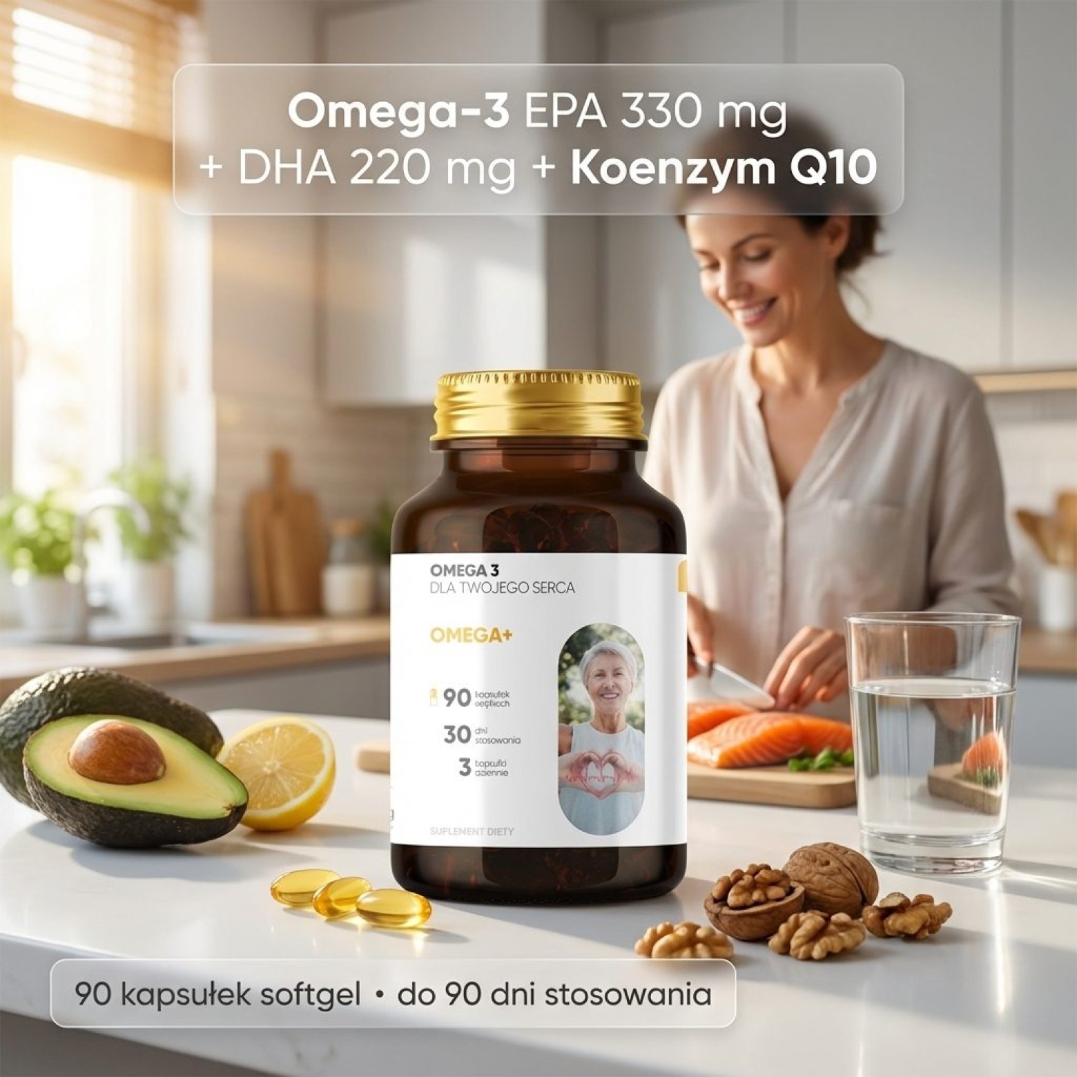 Omega+ - Omega-3 EPA DHA + Koenzym Q10 na serce i mózg