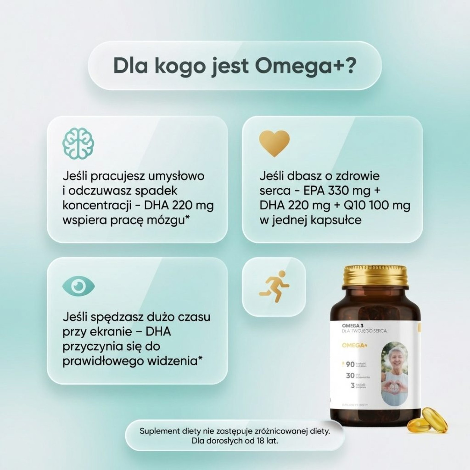Omega+ - Omega-3 EPA DHA + Koenzym Q10 na serce i mózg