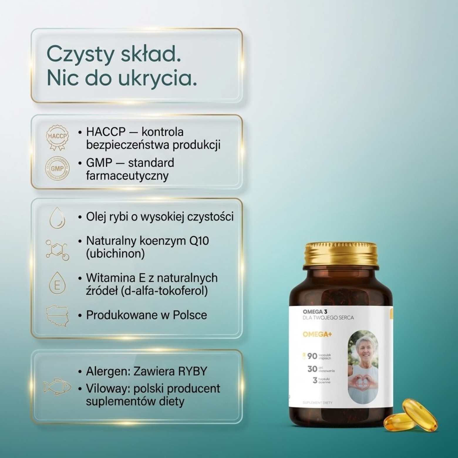 Omega+ - Omega-3 EPA DHA + Koenzym Q10 na serce i mózg