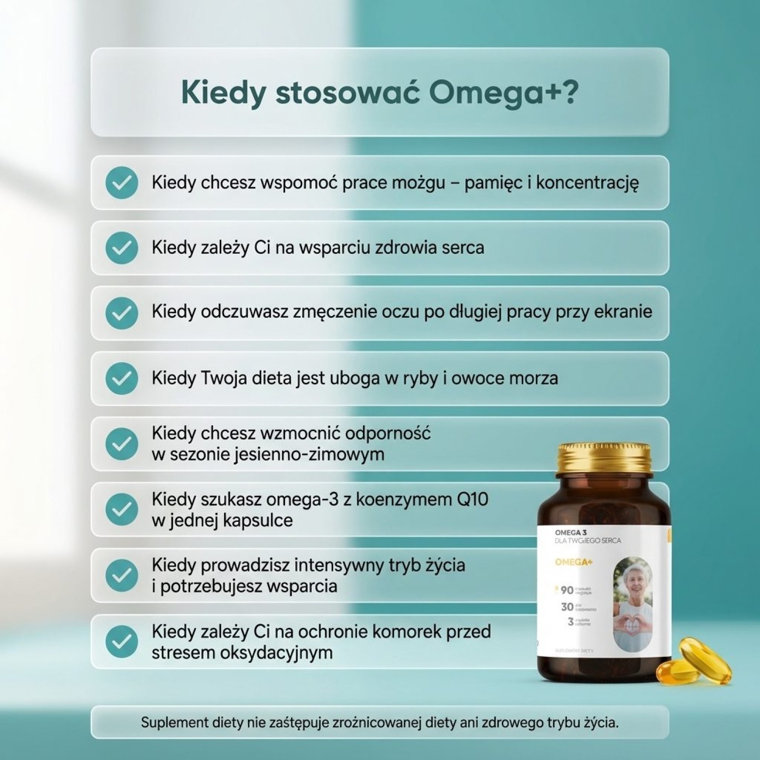 Omega+ - Omega-3 EPA DHA + Koenzym Q10 na serce i mózg